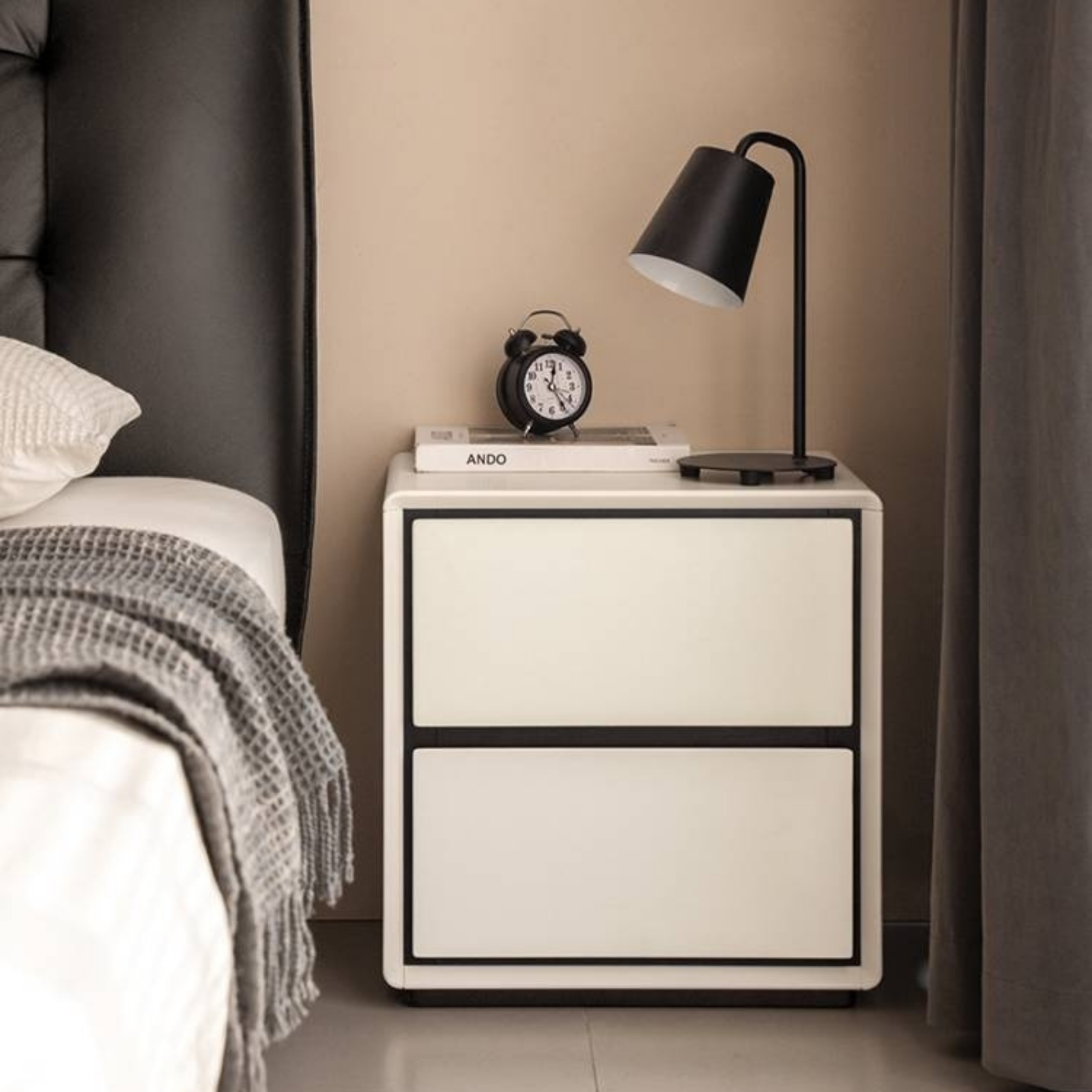 Solid Rubberwood Modern Minimalist Nightstand