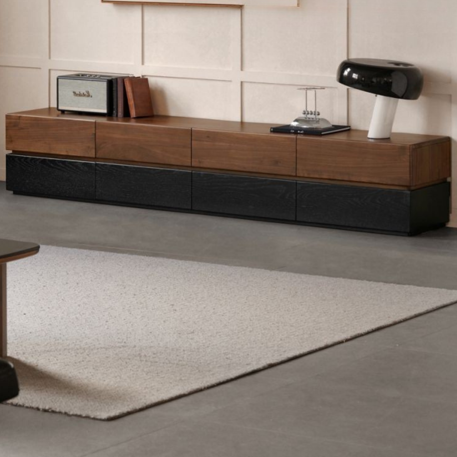 Black Walnut Solid Wood Italian Two-tone TV Cabinet