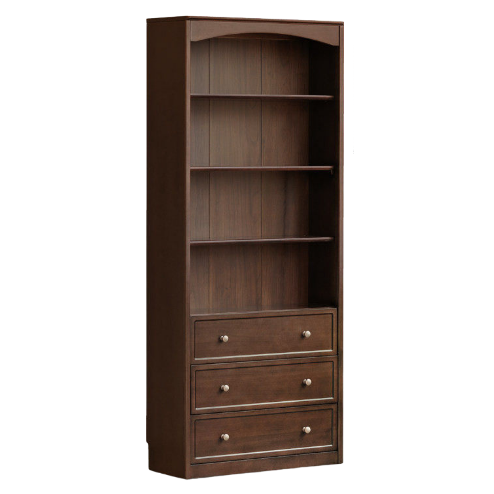 Black Walnut, Poplar Solid Wood Bookshelf and Display Cabinet with Vintage French Profile