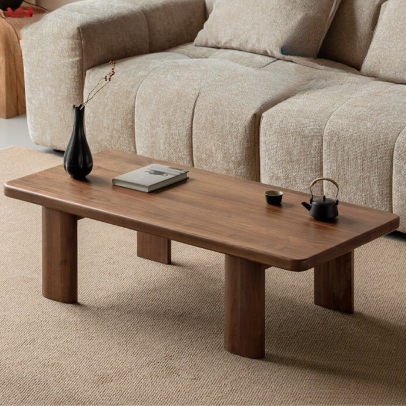 Black Walnut Solid Wood Wabi-Sabi Style Coffee Table