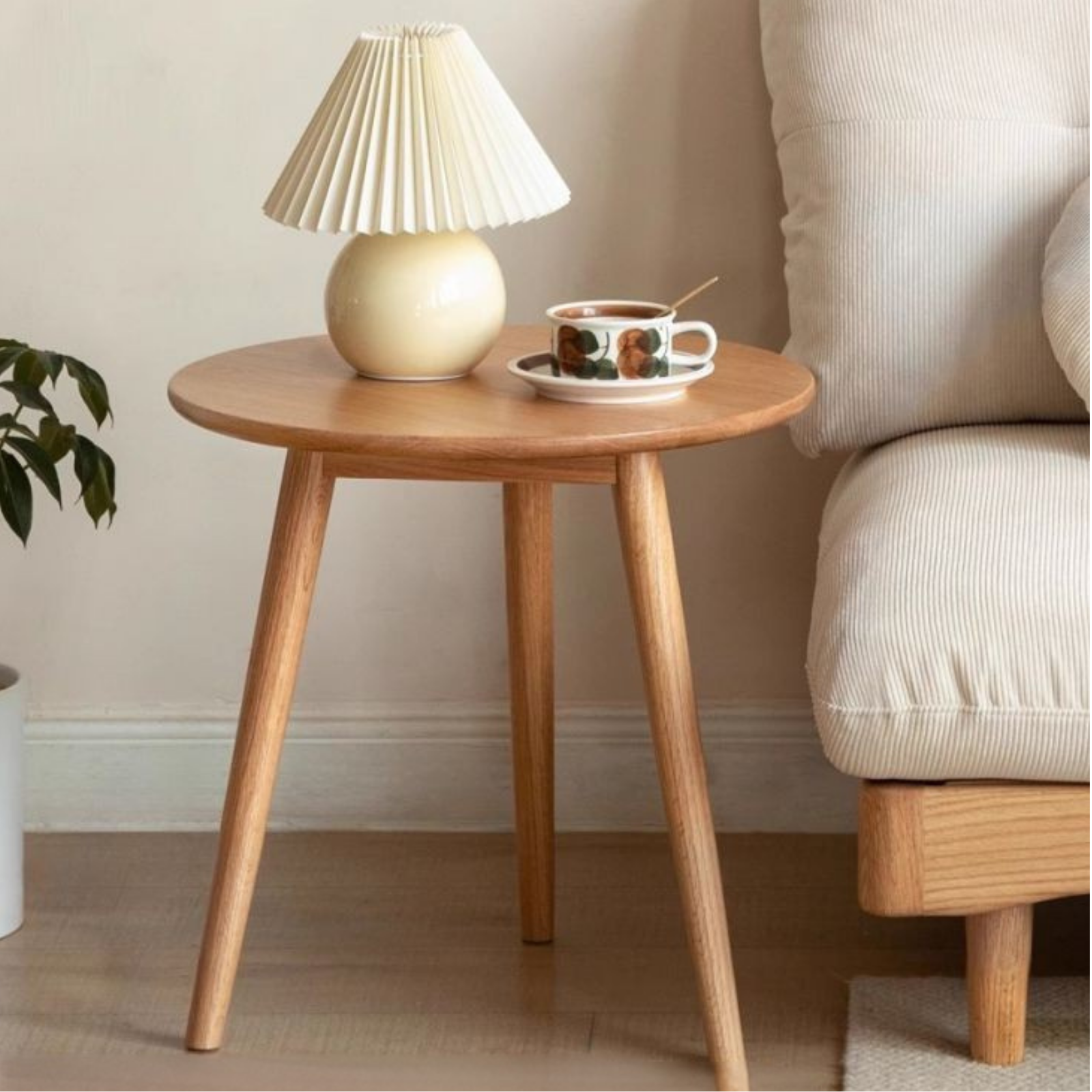 Oak, Solid RubberWood Nordic Style Side Table