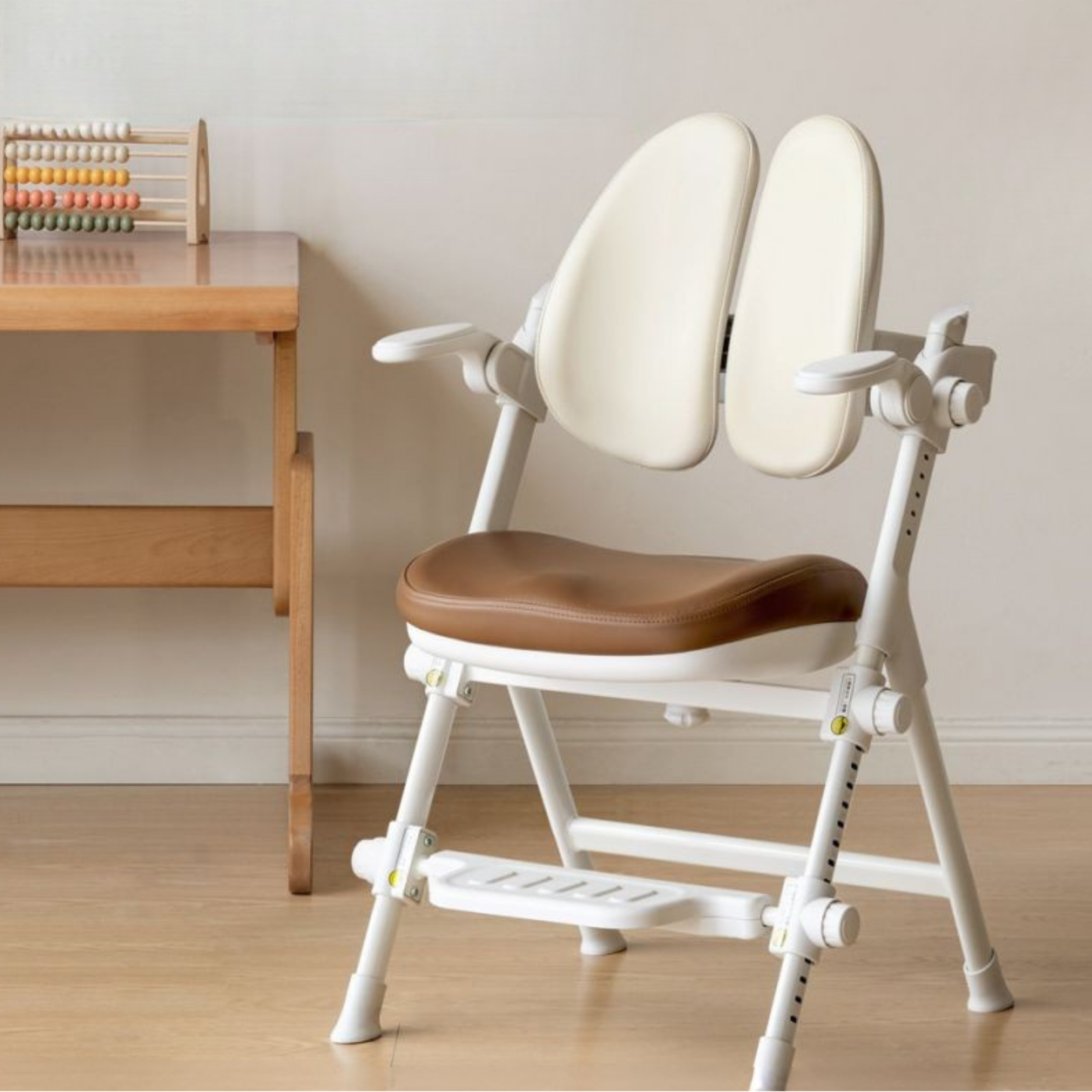 Ergonomic Kids Study Chair with Double Back Support and Adjustable Footrest