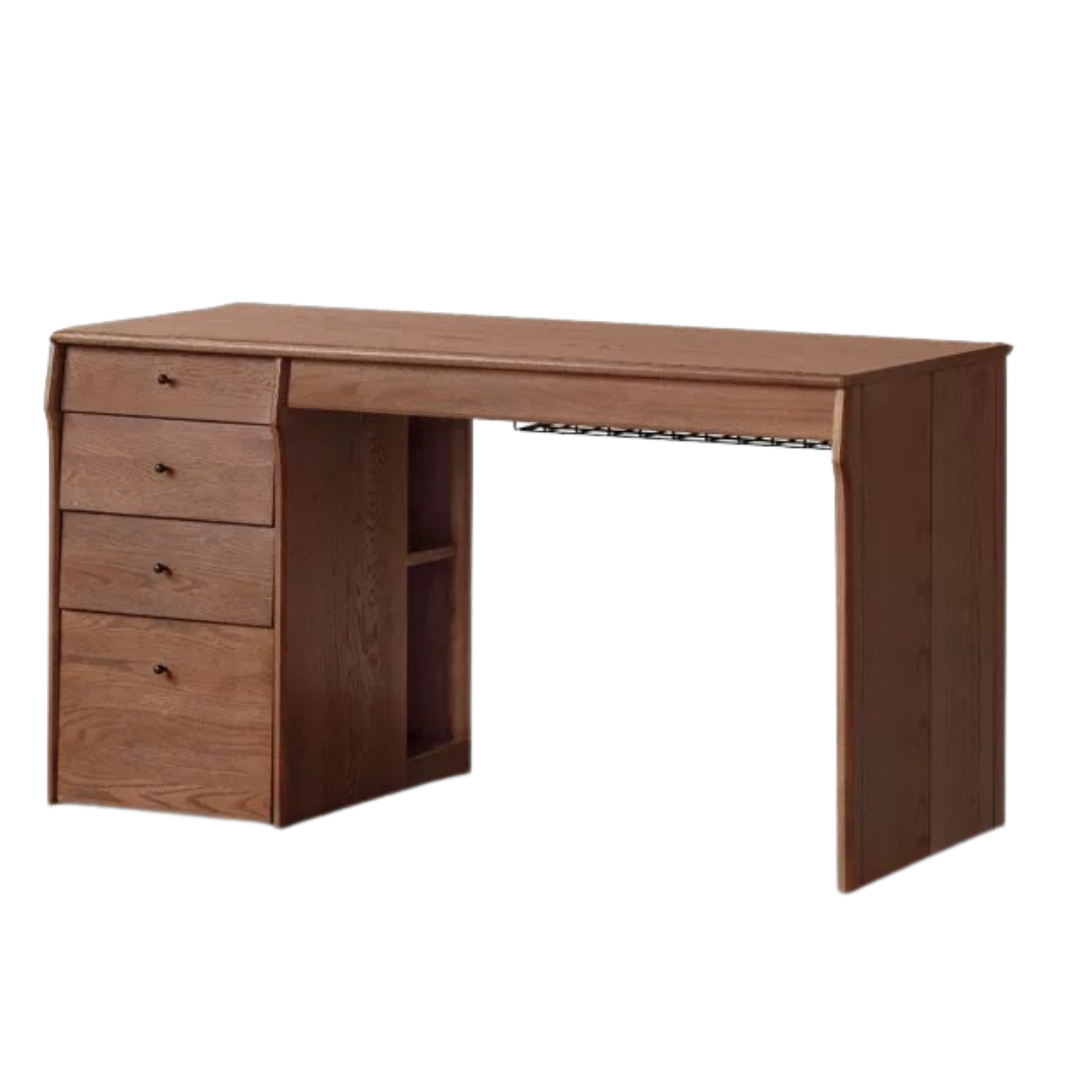 Oak Solid Wood Computer Desk With Shelf