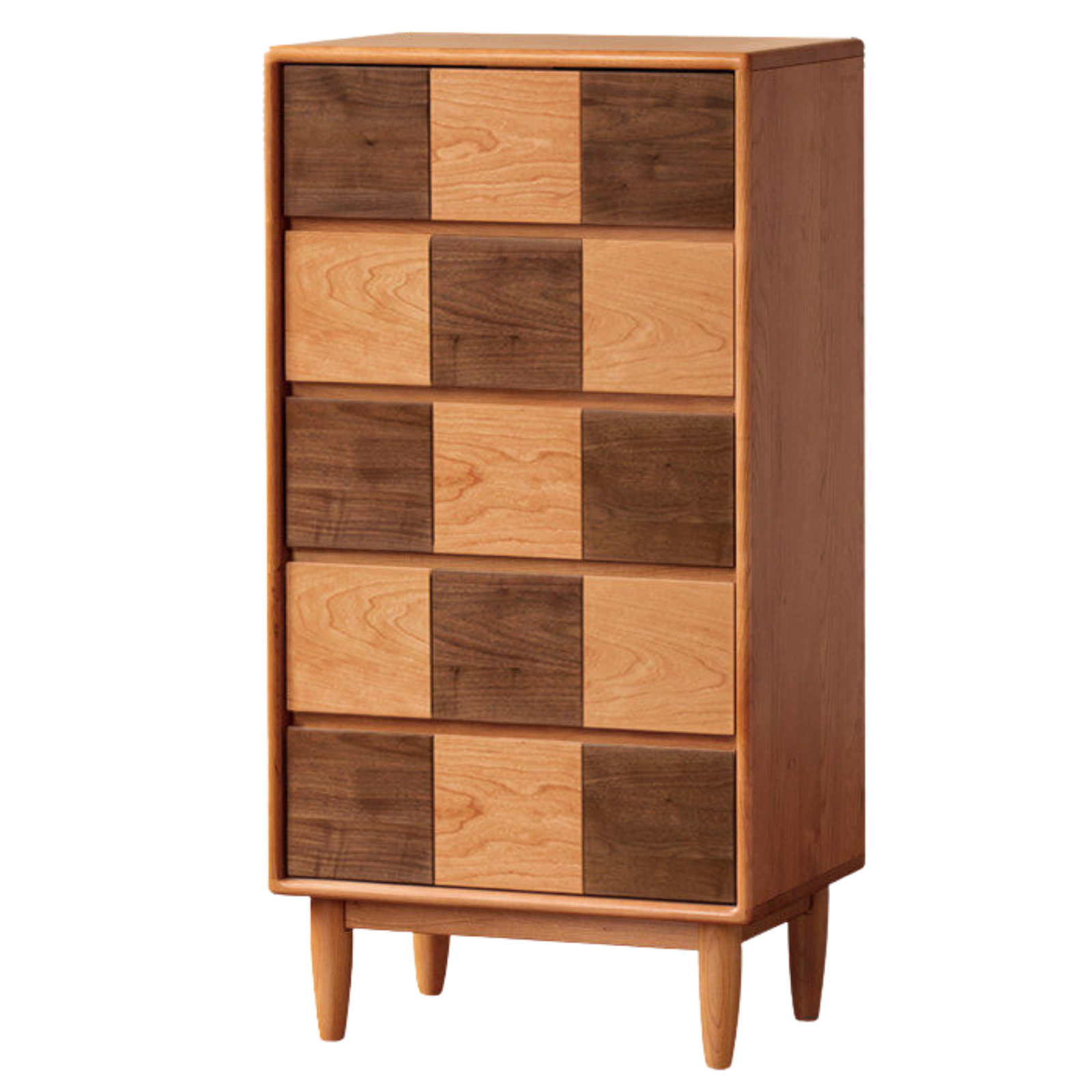 Cherry Solid Wood Retro Chest of Drawers Checkerboard