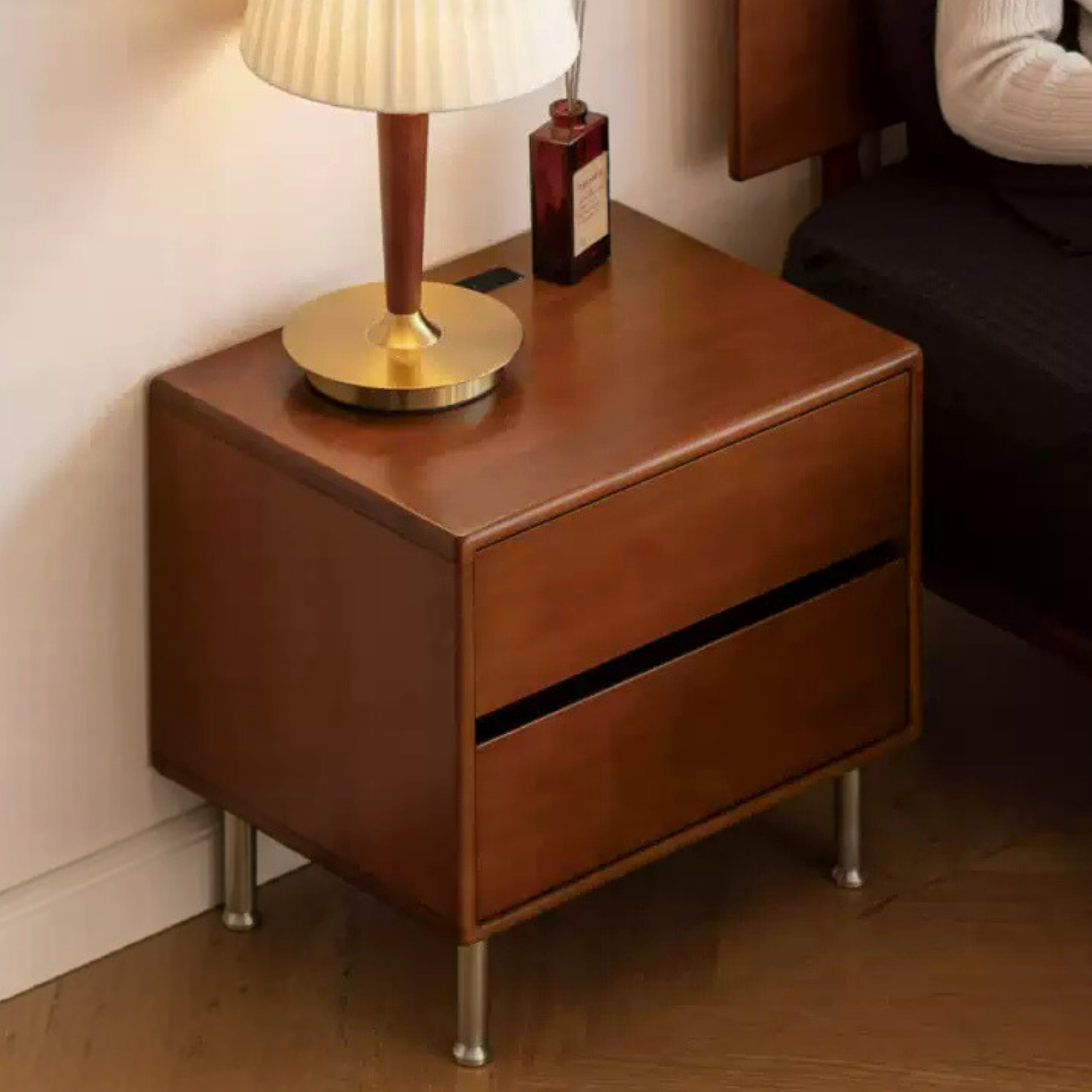 Poplar, Birch Solid Wood Medieval Style Nightstand