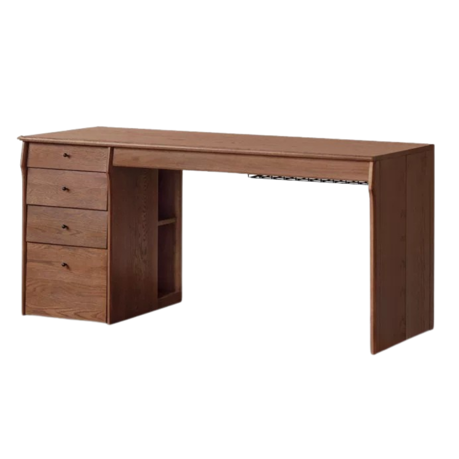 Oak Solid Wood Computer Desk With Shelf