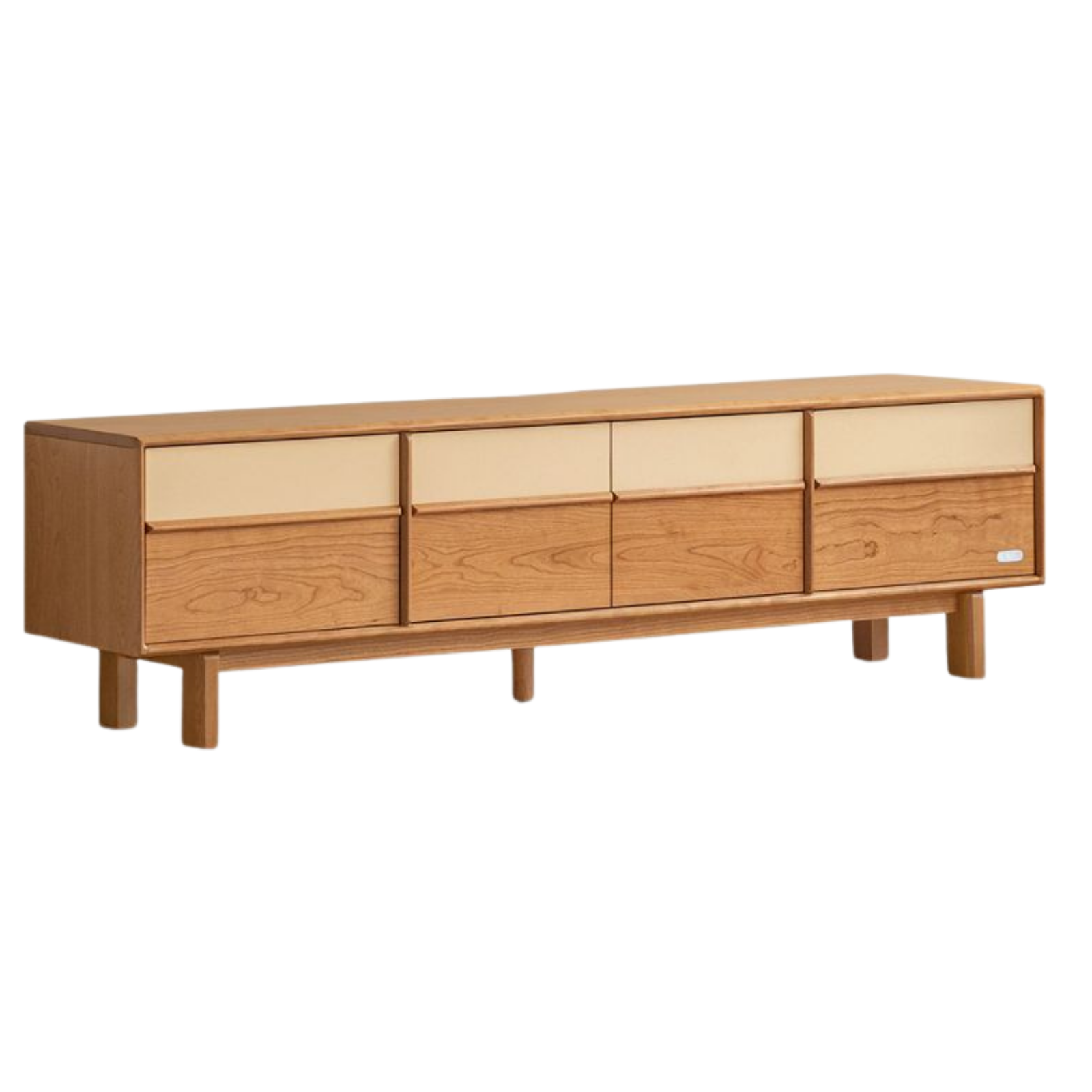 Cherry Solid Wood Two-Tone TV Console with Tapered Legs