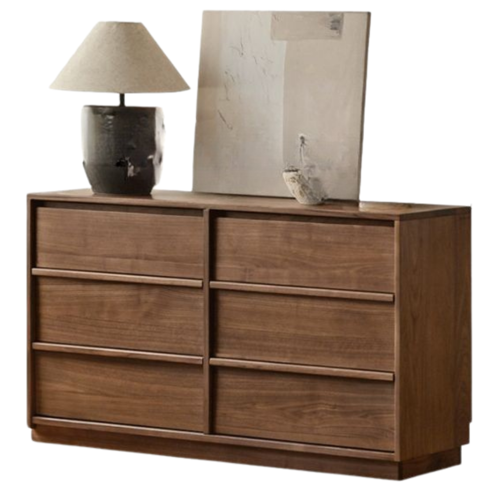 Black Walnut, Sandalwood, Oak Solid Wood Skeleton Line Chest of Drawers