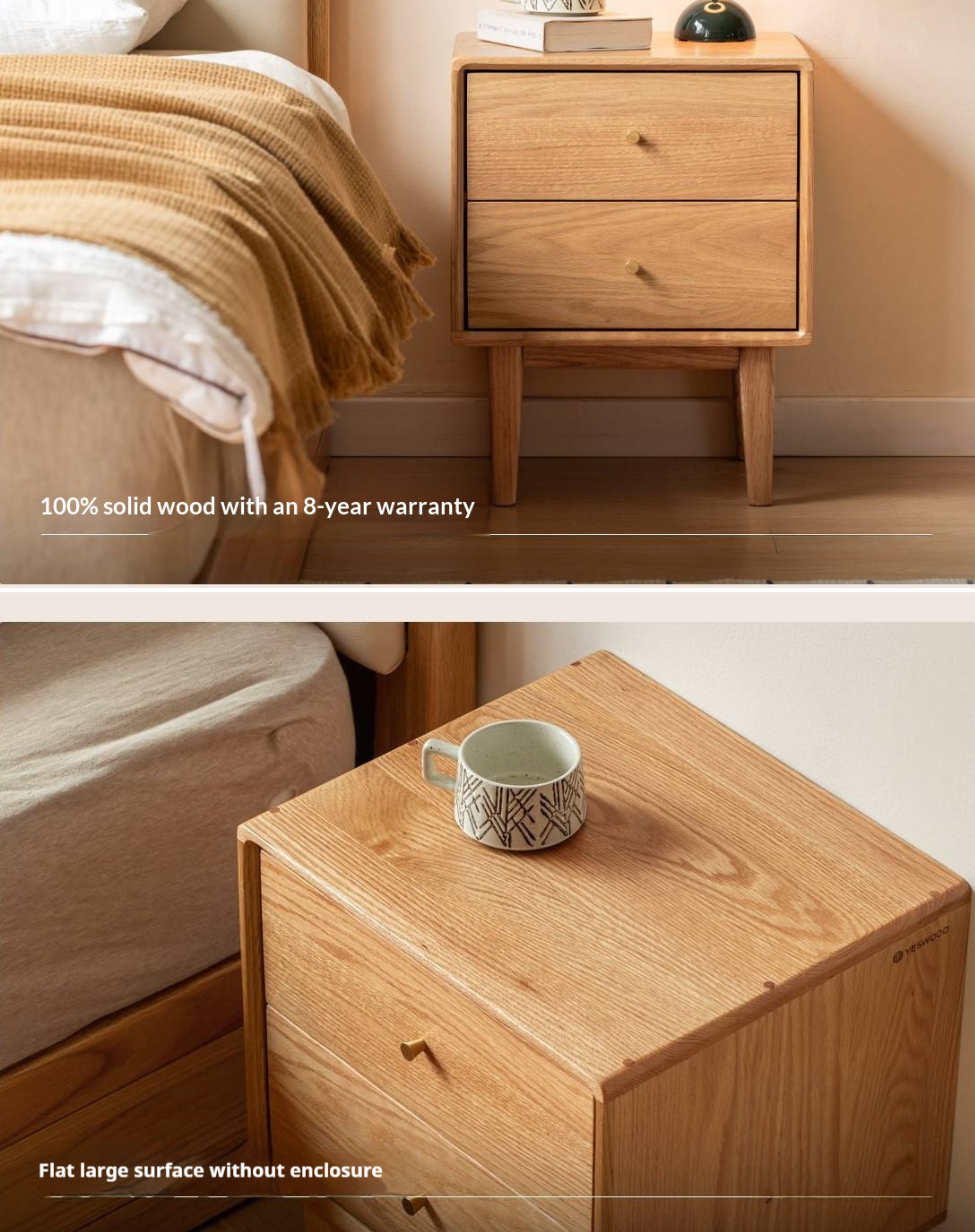 Beech, Oak, Solid RubberWood, Ash solid wood Nightstand