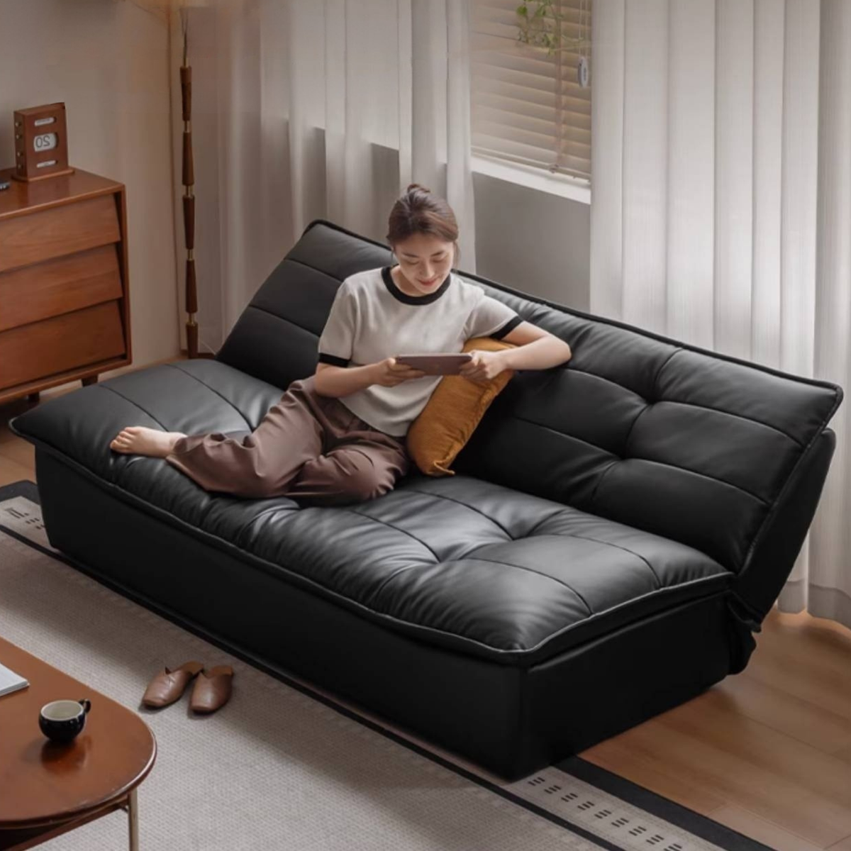 Eco-leather Sofa Bed – Convertible Foldable Couch