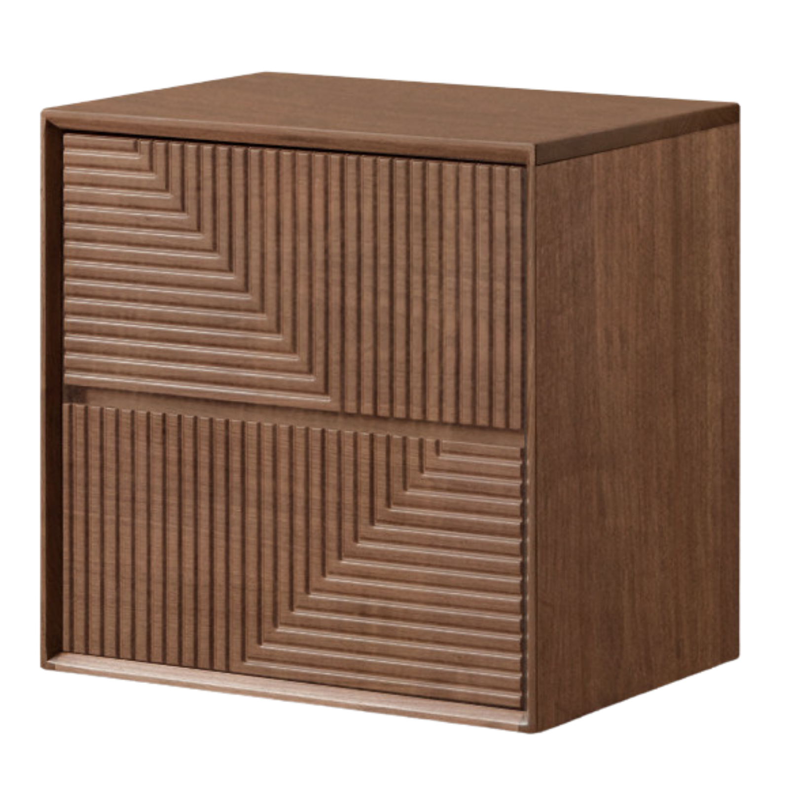 Black Walnut, Sandalwood Solid Wood Modular Storage Cabinet, Mid Century Dresser with Geometric Front Design
