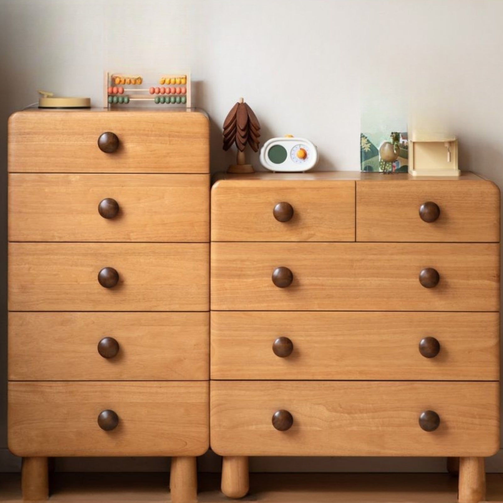 Solid Rubberwood Original Wood Style Children's Chest of Drawers