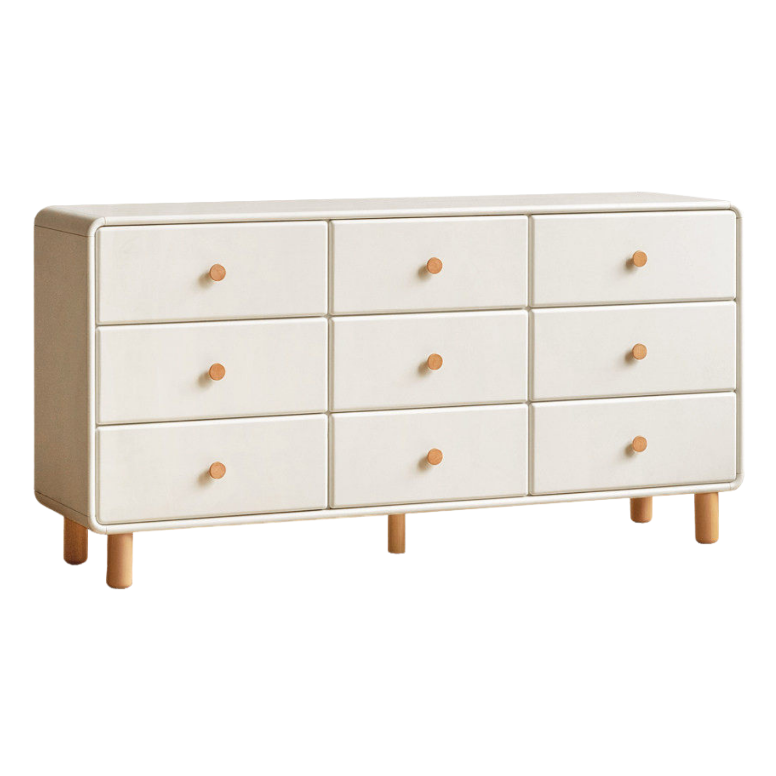 Solid Rubberwood Cream Style Chest of Drawers