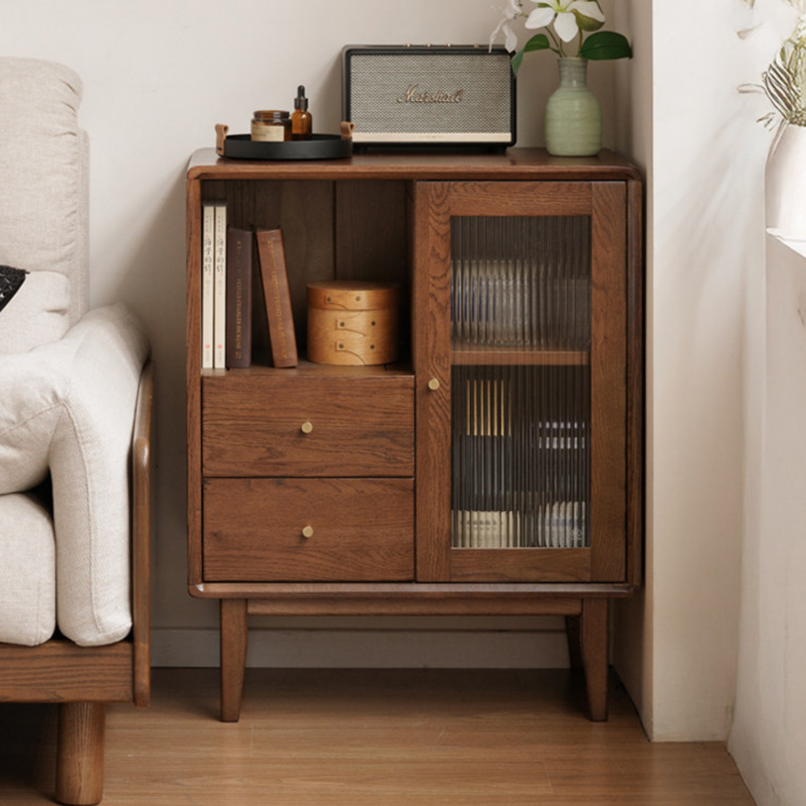 Oak Solid Wood Nordic Side Cabinet