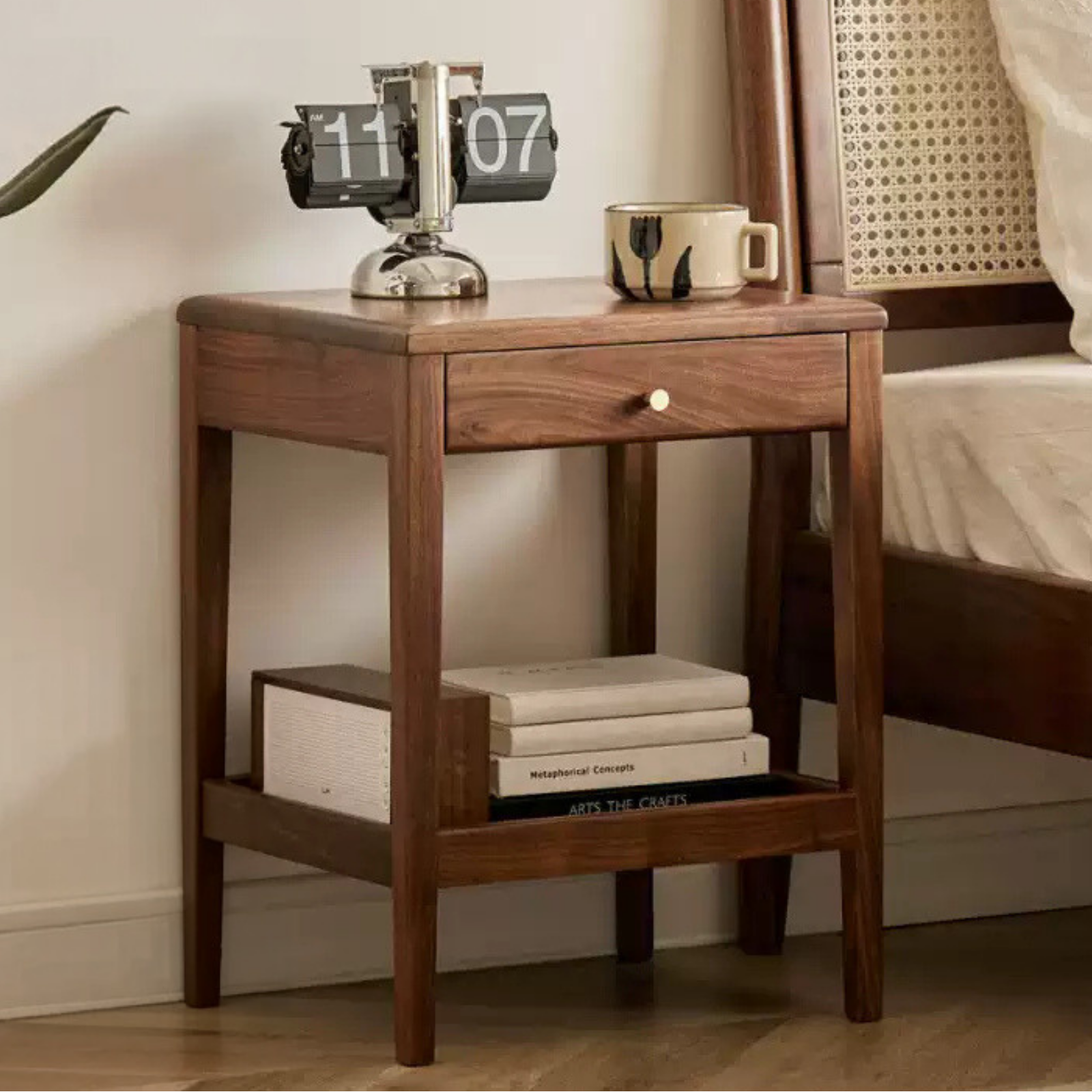 Black Walnut Solid Wood Narrow Nightstand