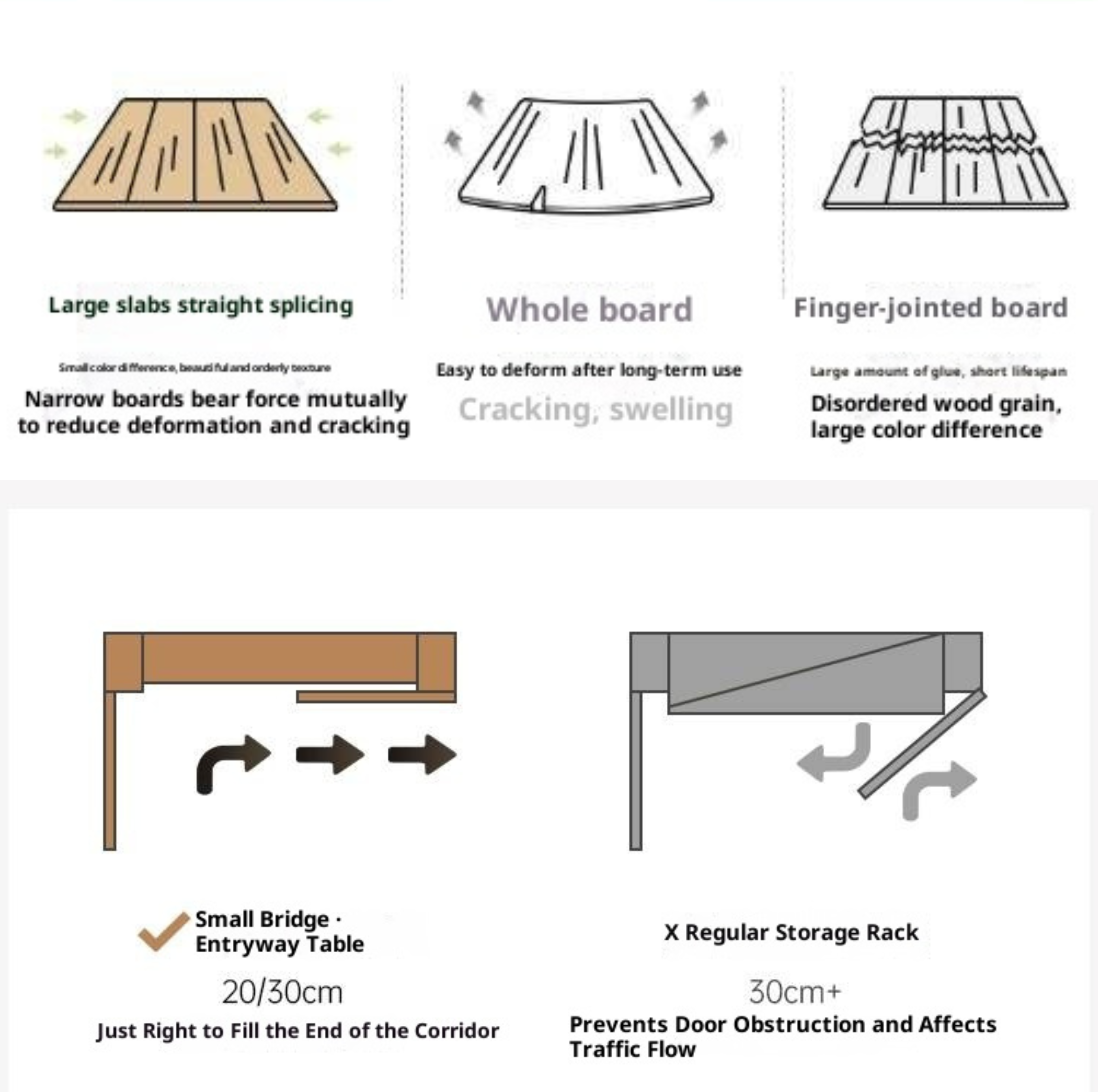 Oak Solid Wood Extra Narrow Entrance Table