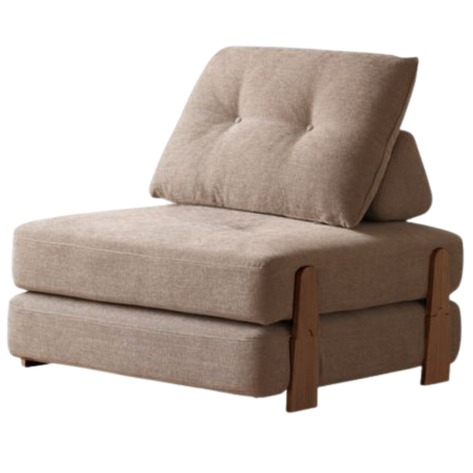 Armless Folding Sofa Bed with Wood Legs
