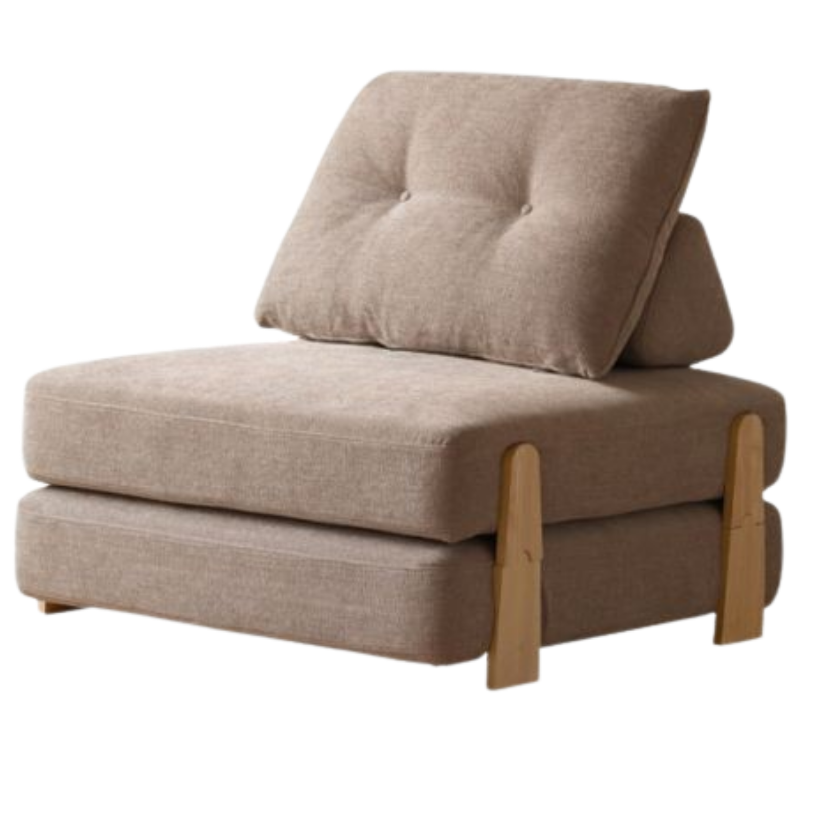 Armless Folding Sofa Bed with Wood Legs