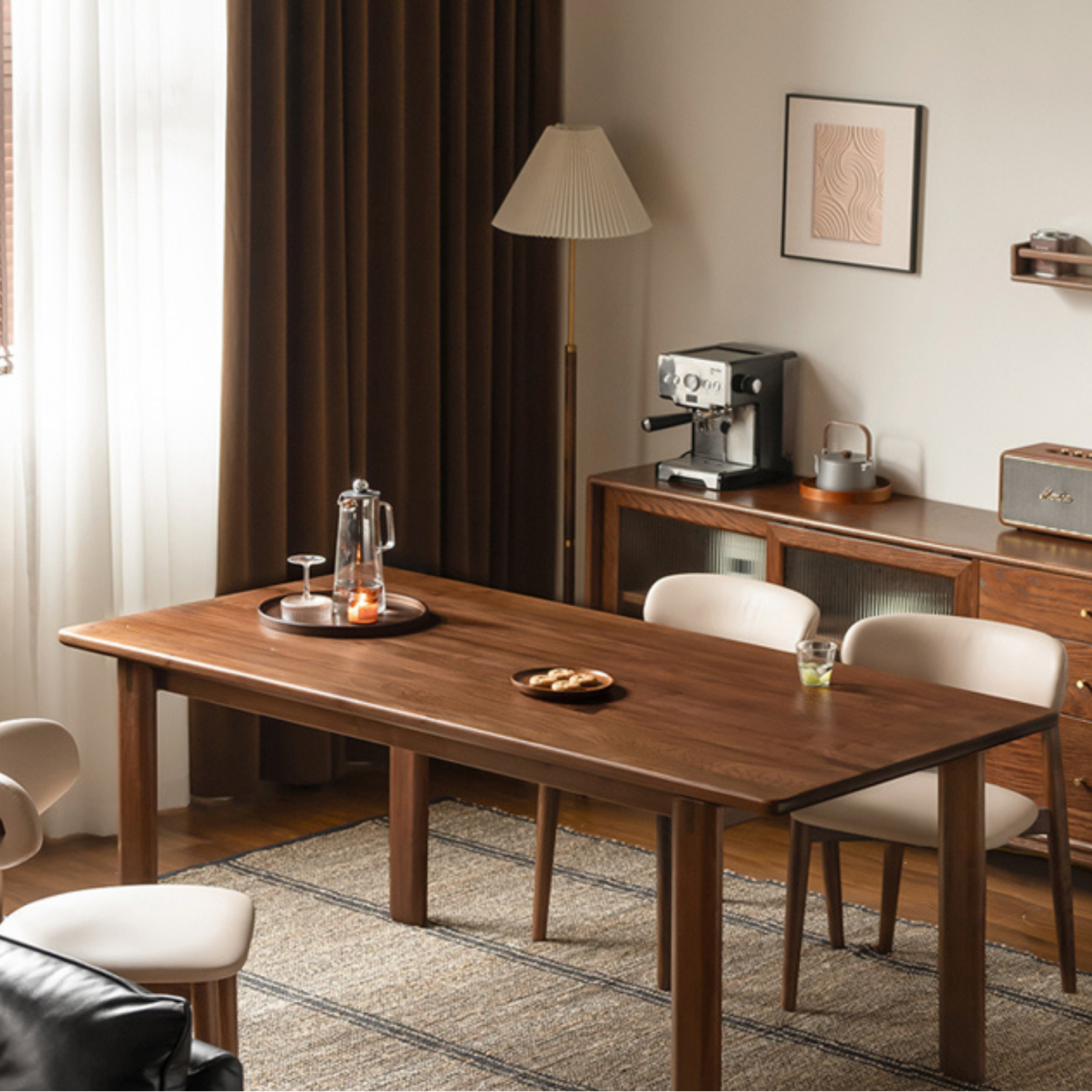 Black Walnut, Oak Solid Wood Large Board Dining Table