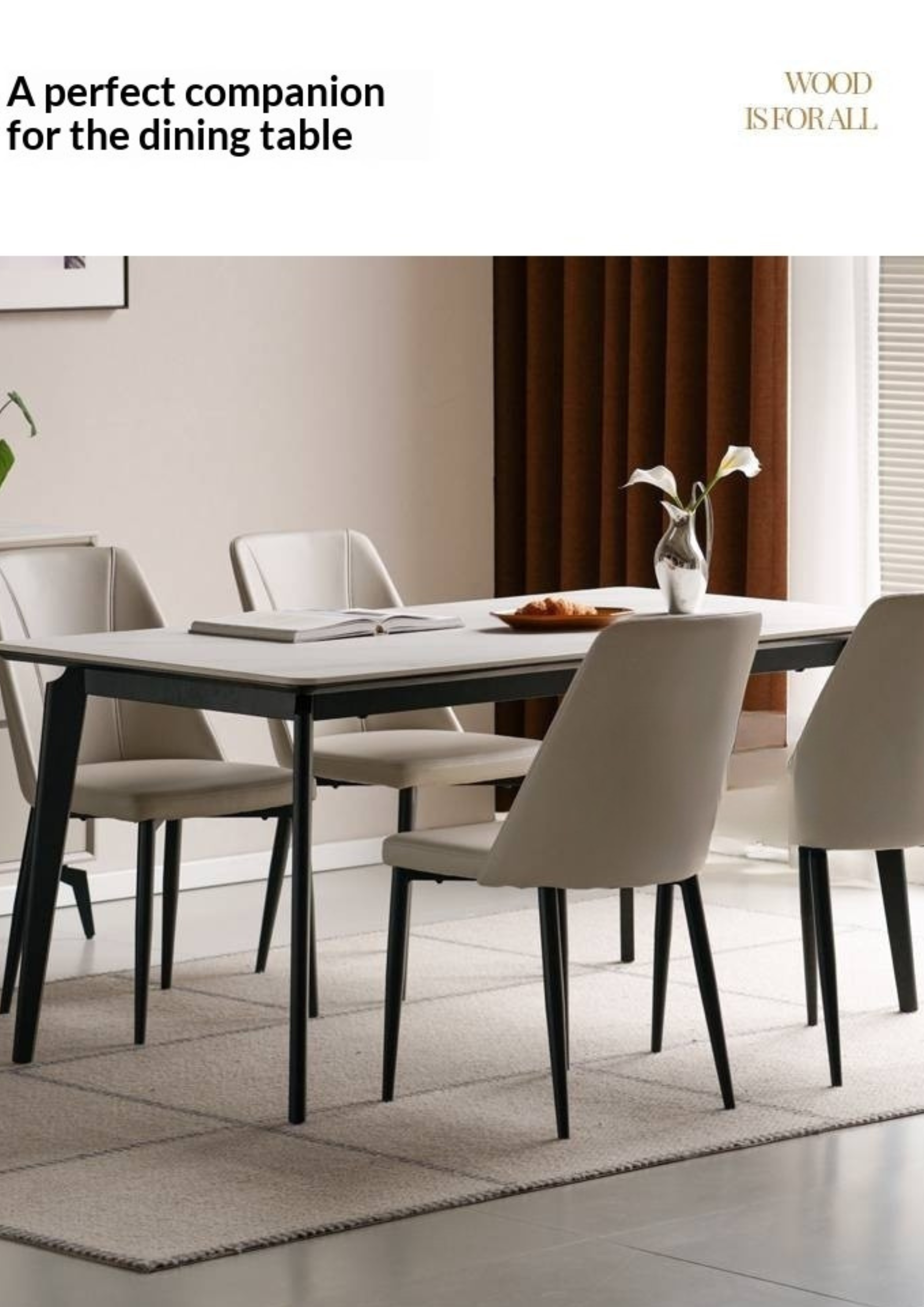 Solid Rubberwood Modern Minimalist Rock Board Dining Table