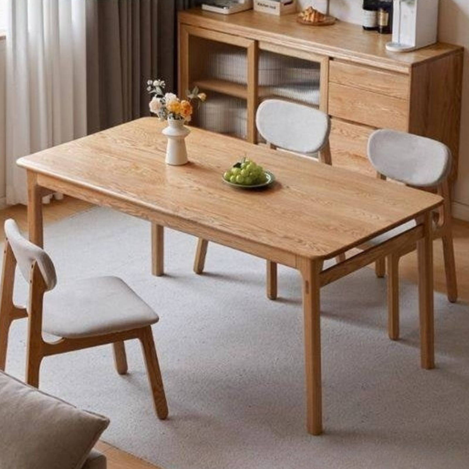 Oak Solid Wood Modern Minimalist Long Dining Table