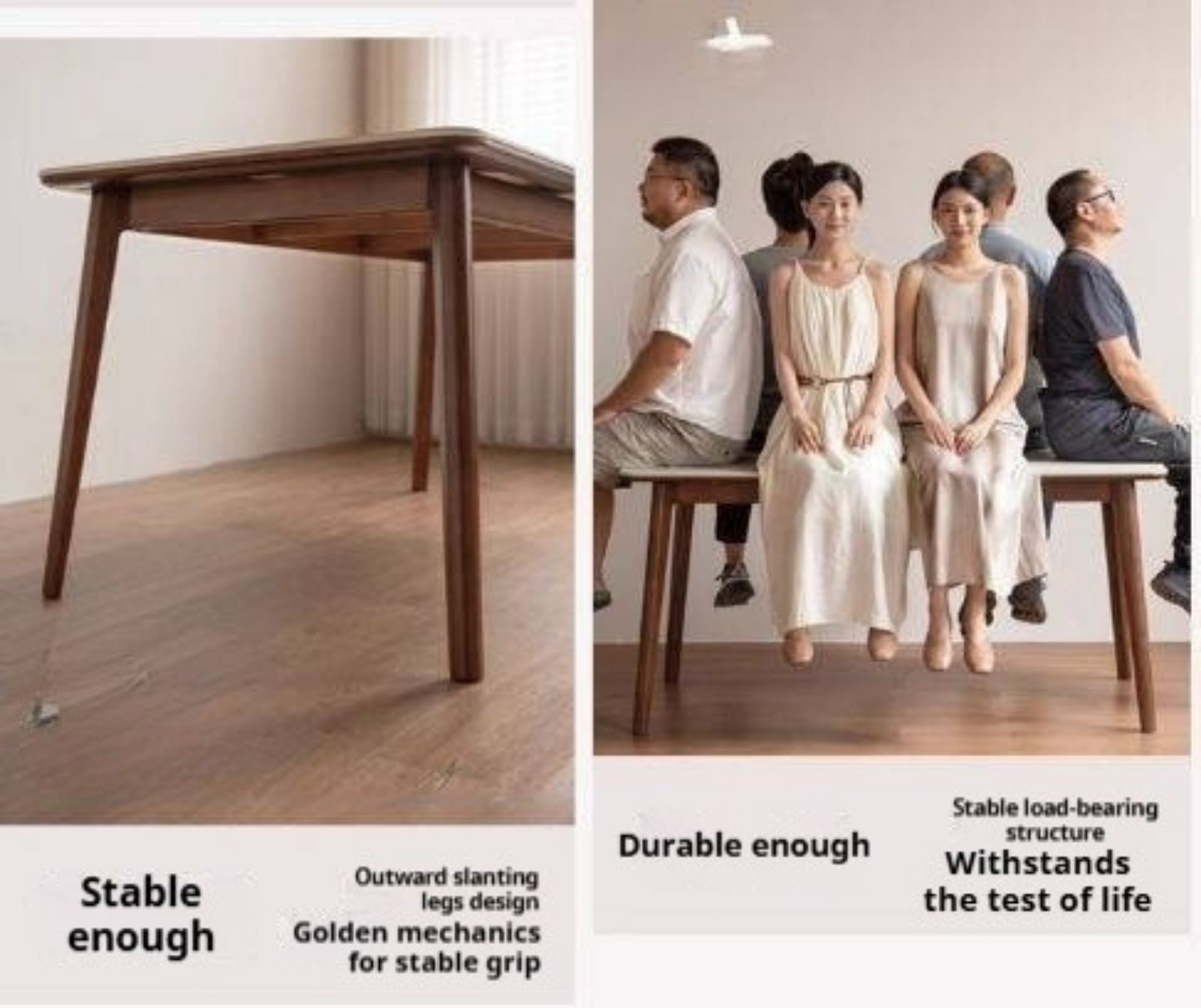 Beech Solid Wood Rock Board Dining Table