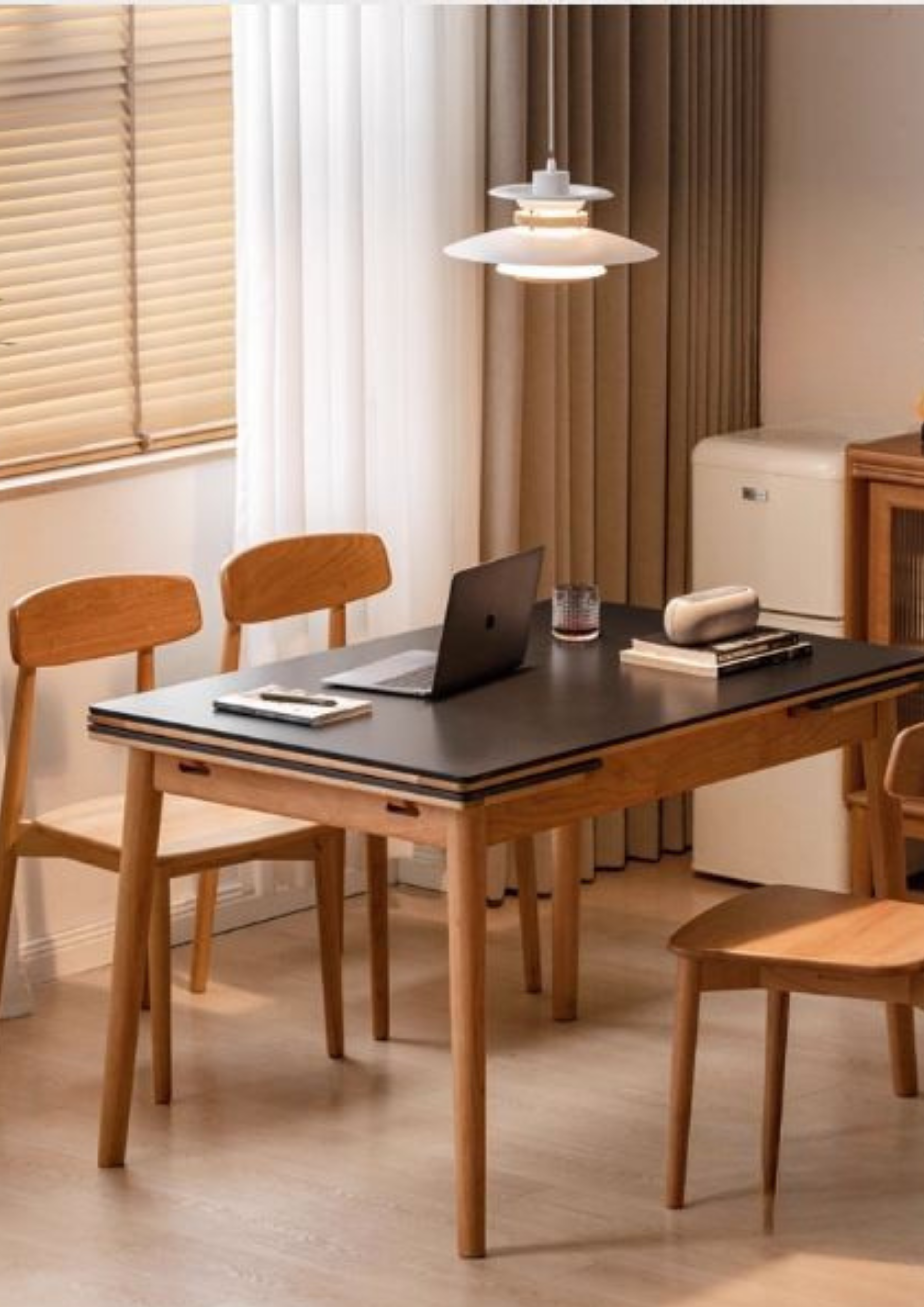 Cherry Solid Wood Extendable Slab Dining Table