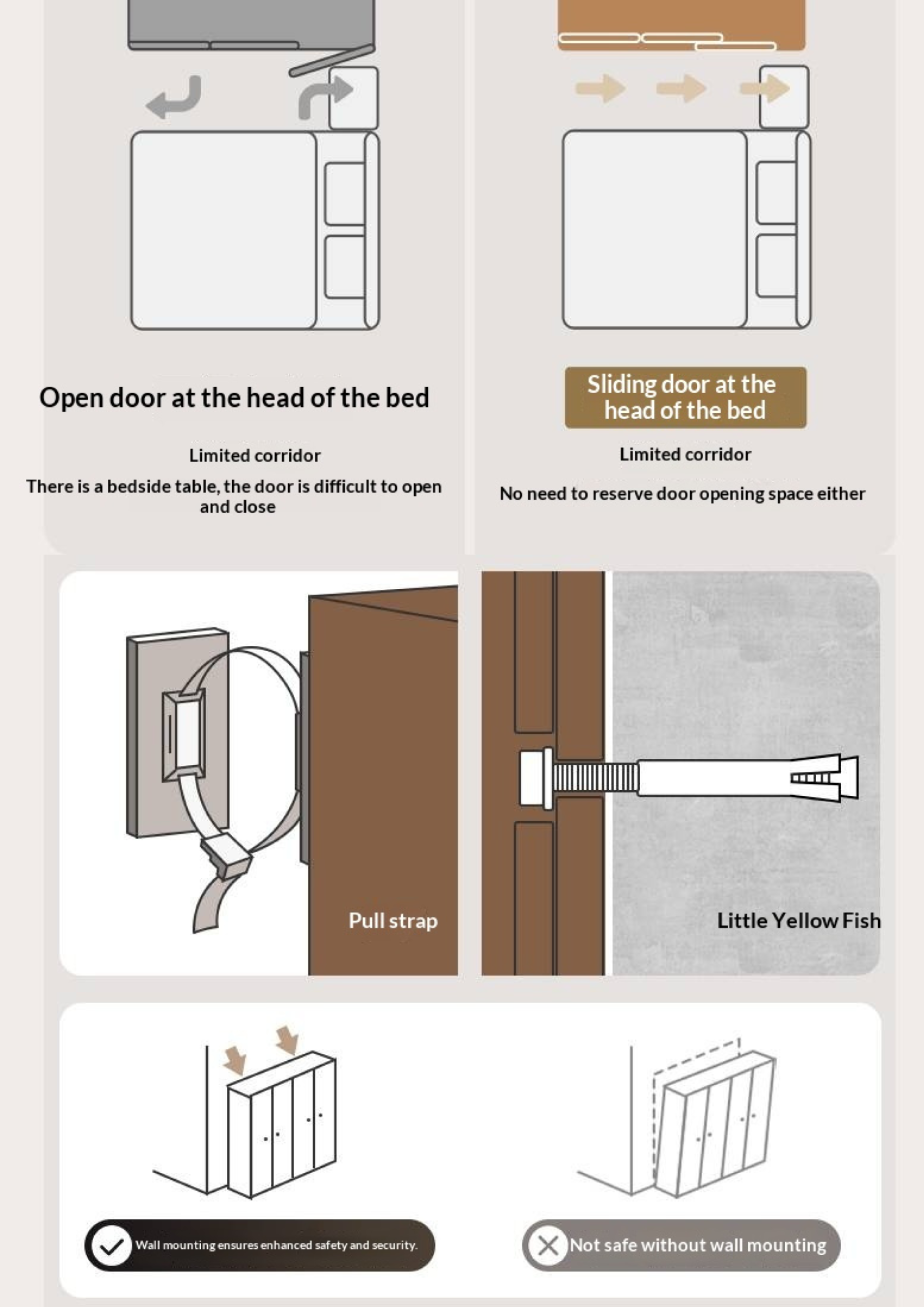 Oak Solid Wood Modern Style Wardrobe with Sliding Door