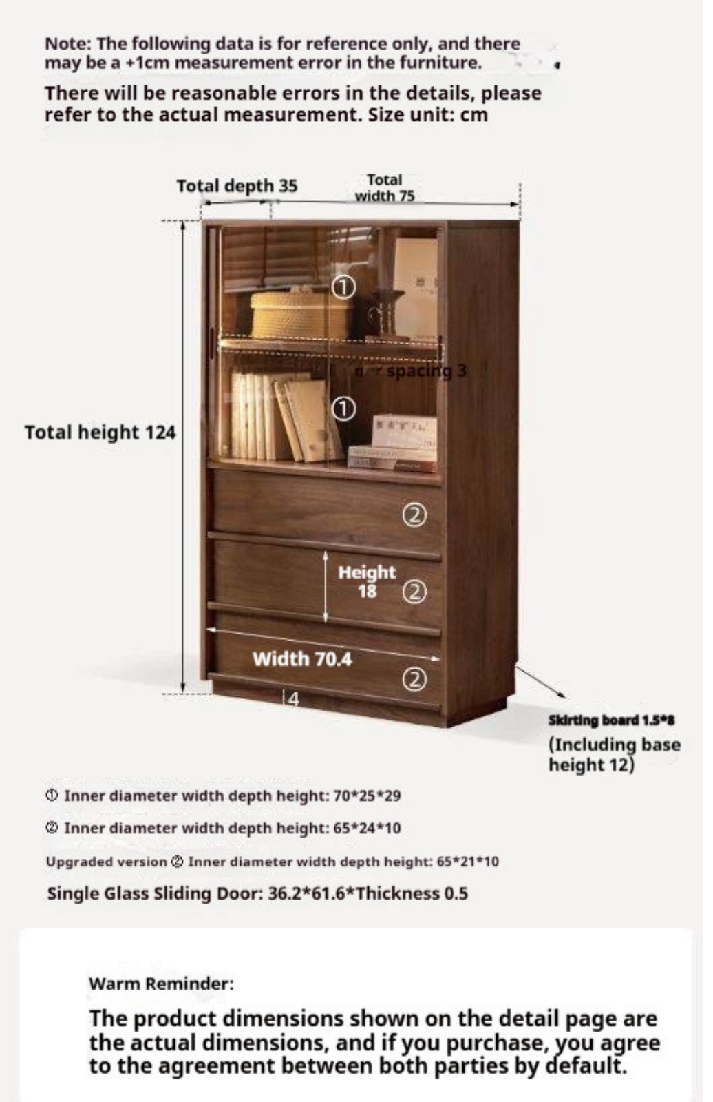 Oak Solid Wood Side Cabinet with Skeleton Line