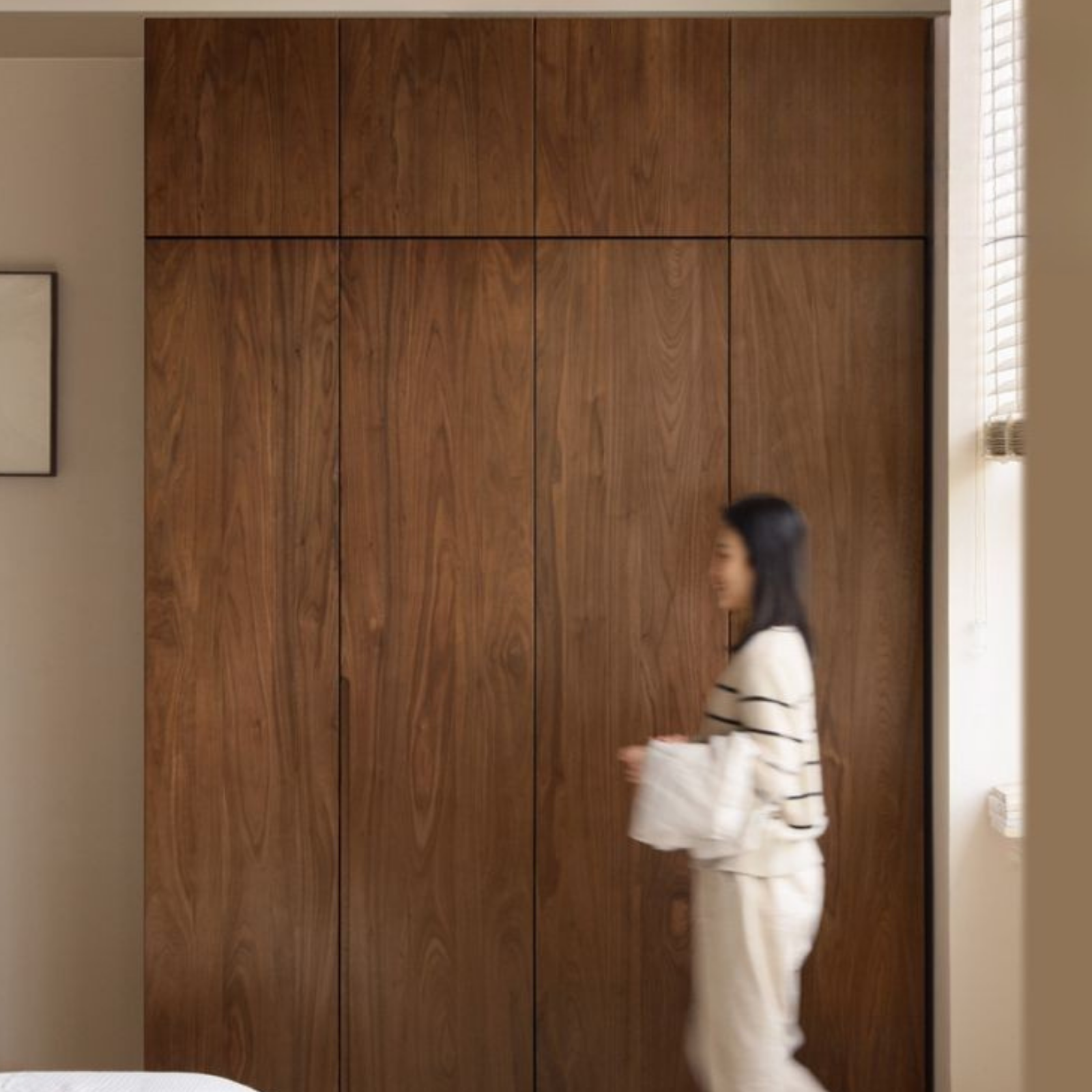 Black Walnut, Sandalwood Solid Wood Modern Style Wardrobe