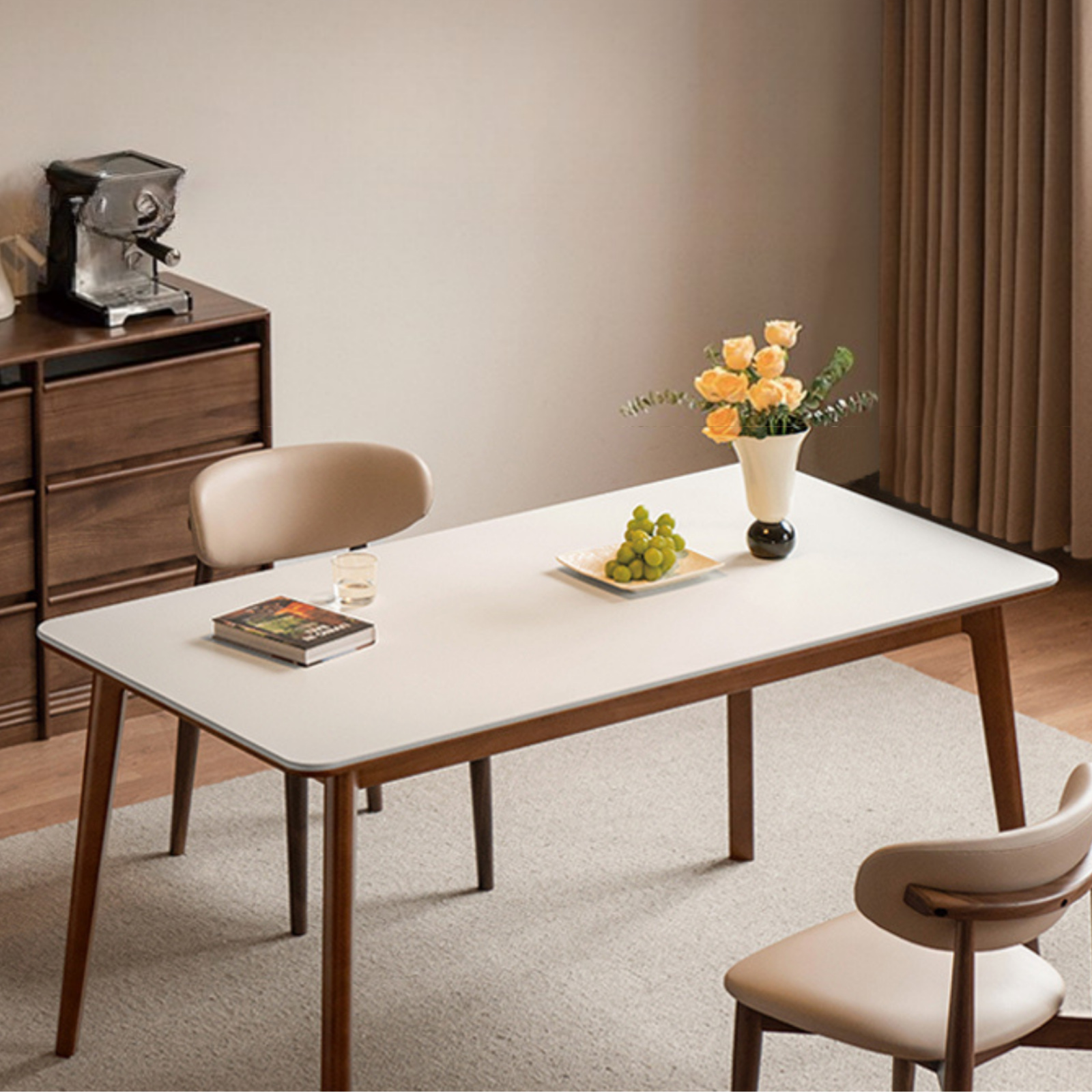 Beech Solid Wood Rock Board Dining Table