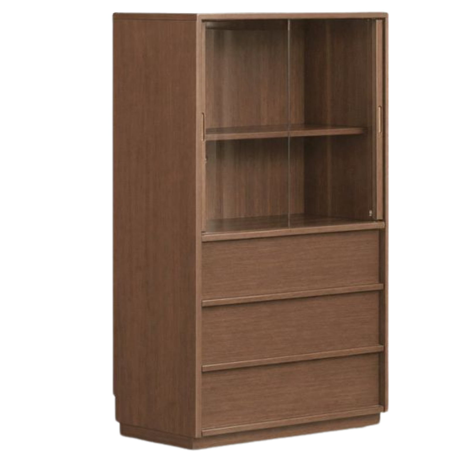Sandalwood Solid Wood Tall Side Cabinet with Louvered Sliding Door and LED Lighting