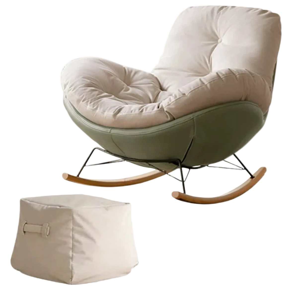 Beech Solid Wood Retro Rocking Fabric Chair