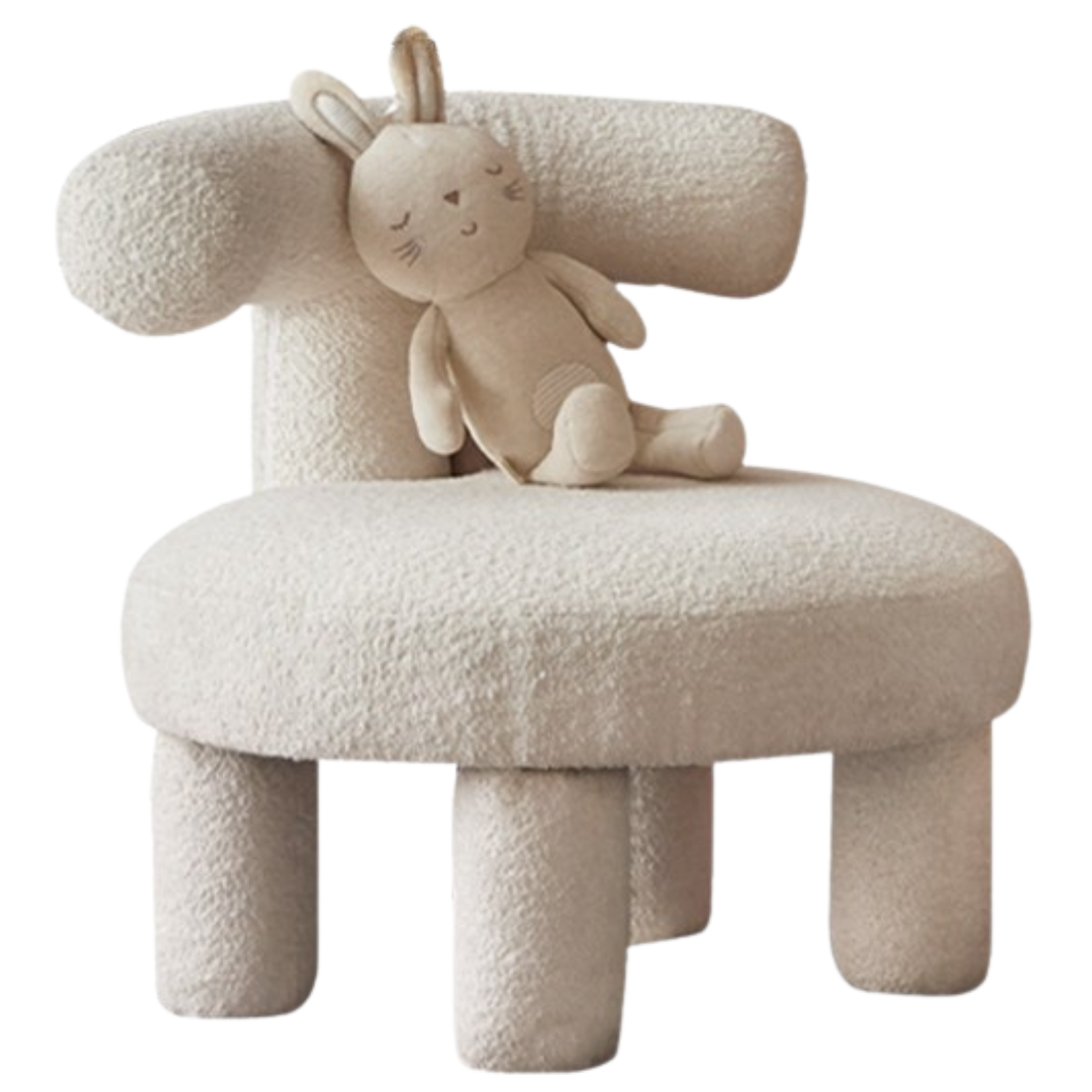 Sculptural Teddy Fabric Lounge Chair for Kids Room