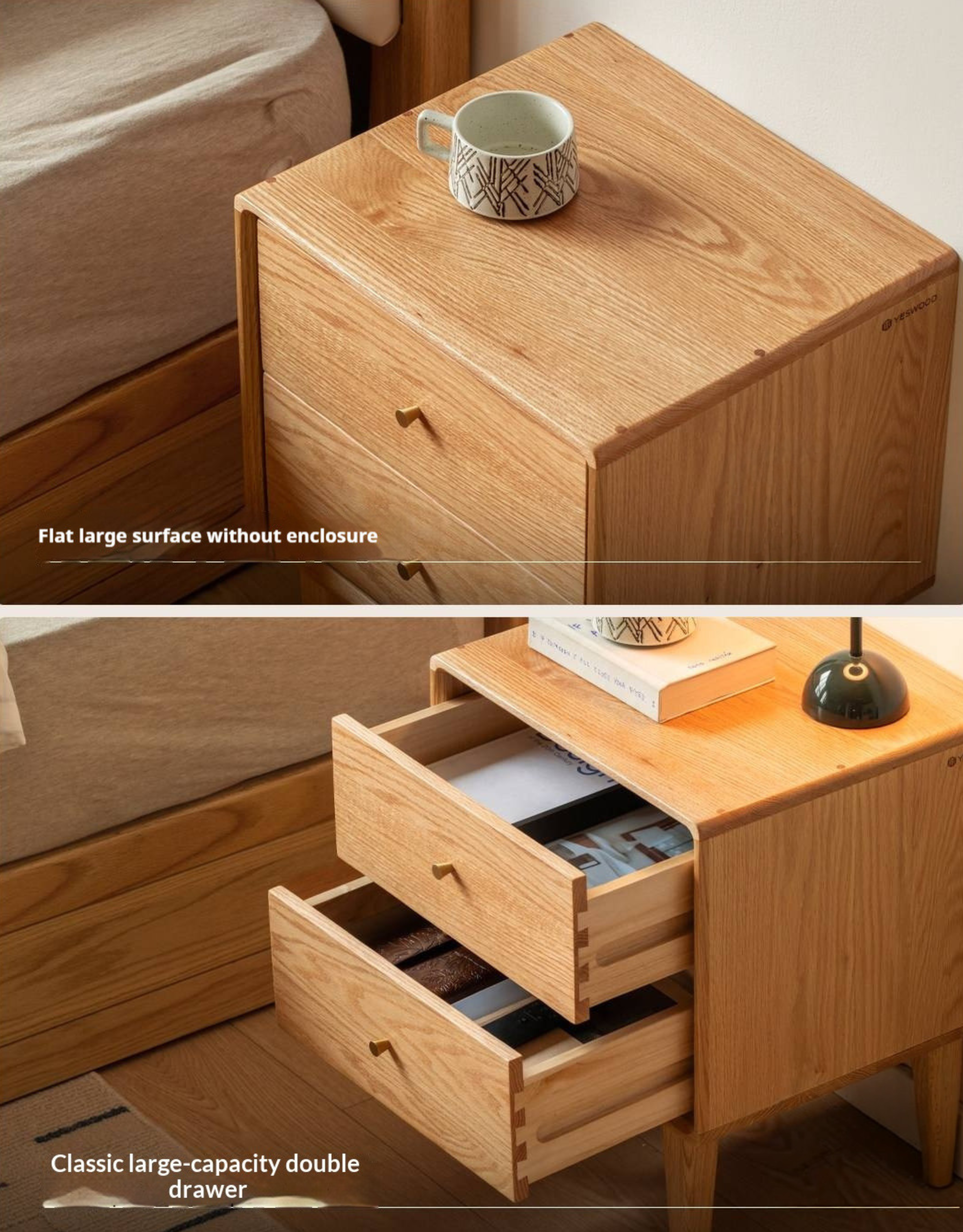 Beech, Oak, Solid RubberWood, Ash solid wood Nightstand