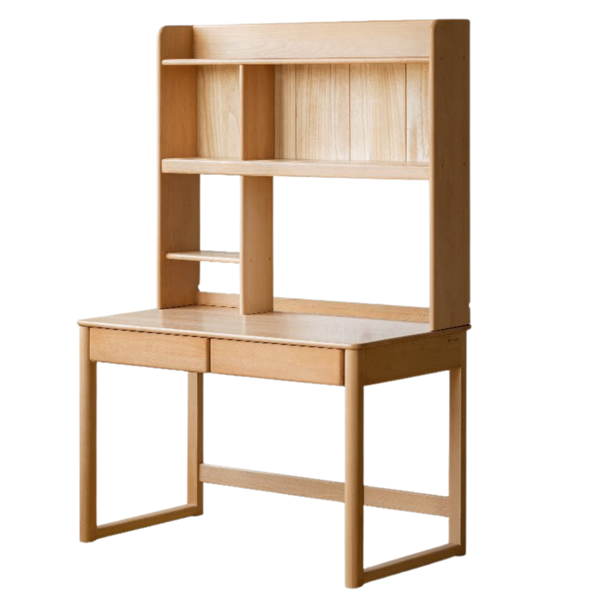 Beech Solid Wood Bookshelf Integrated Kids Learning Desk