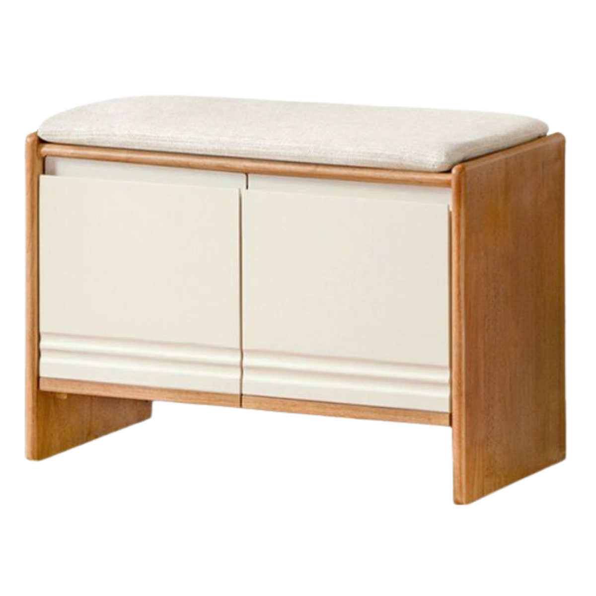Solid RubberWood Shoe Storage Bench with Doors and Cushioned Top