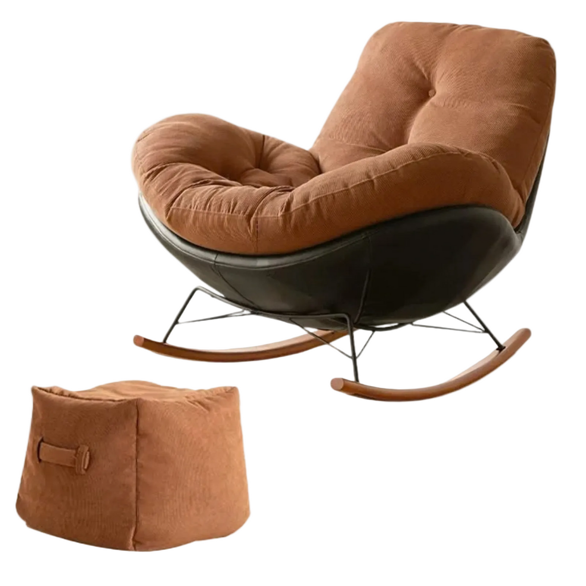 Beech Solid Wood Retro Rocking Fabric Chair