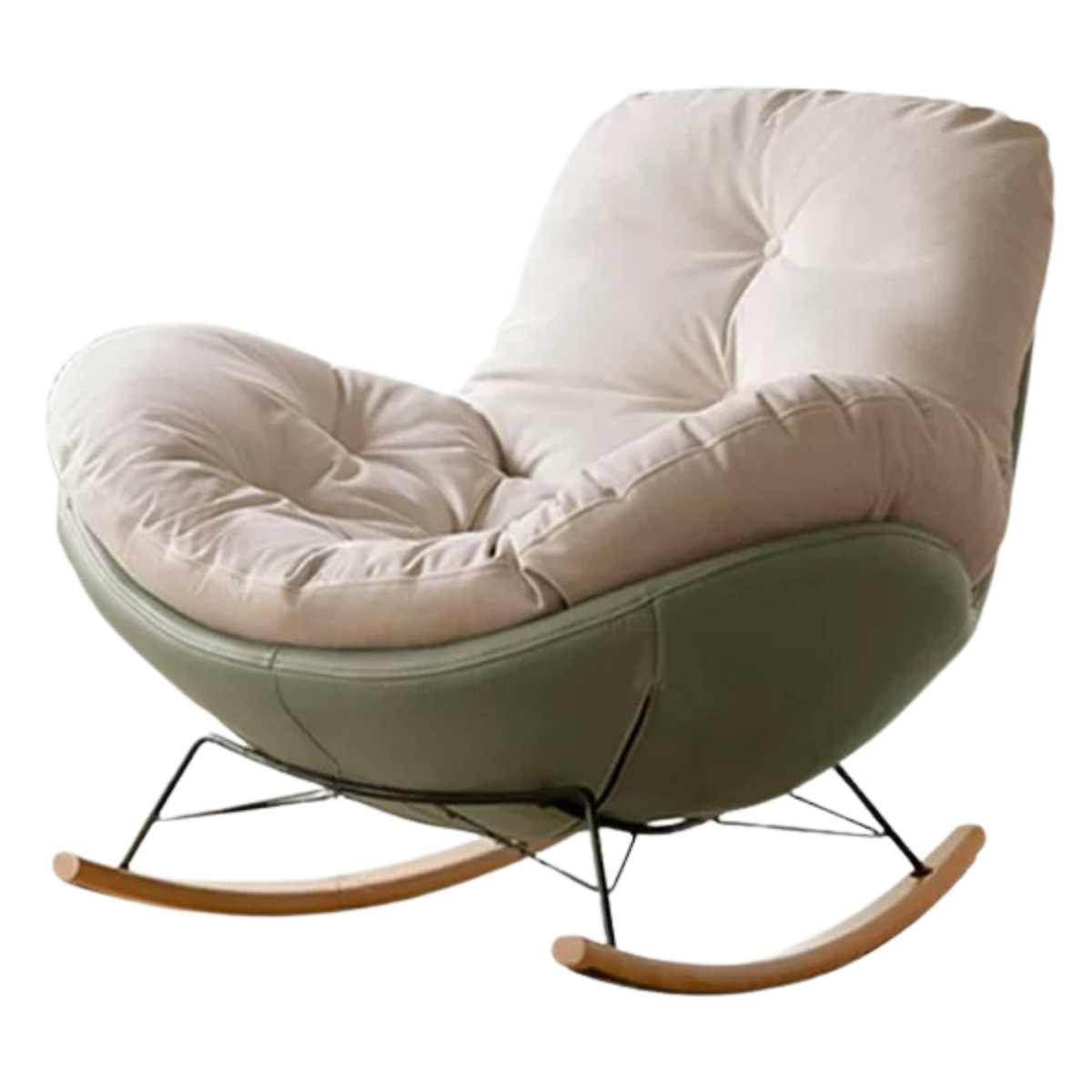 Beech Solid Wood Retro Rocking Fabric Chair