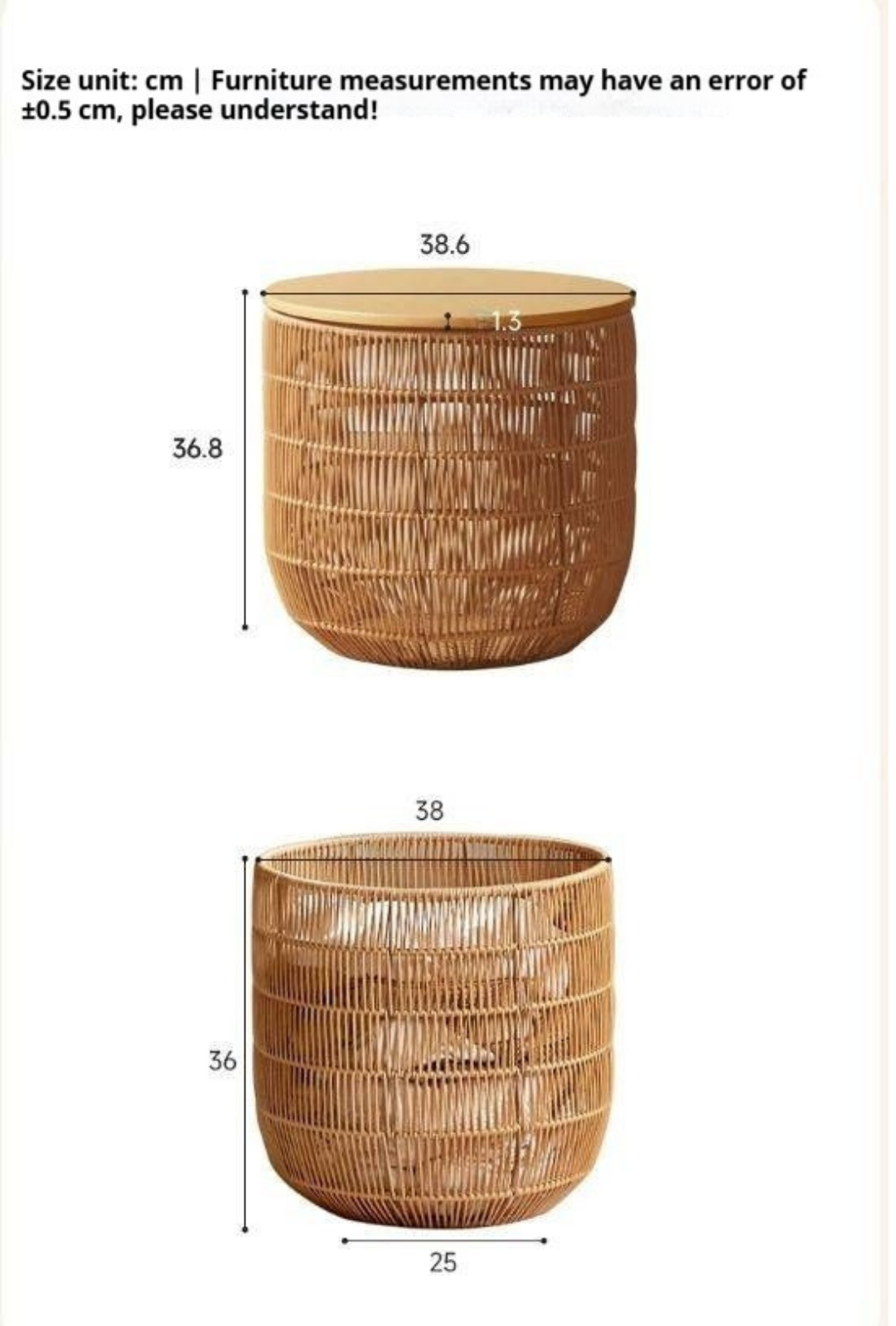 Solid RubberWood Cream Style Kids Nightstand And Toy Storage Basket