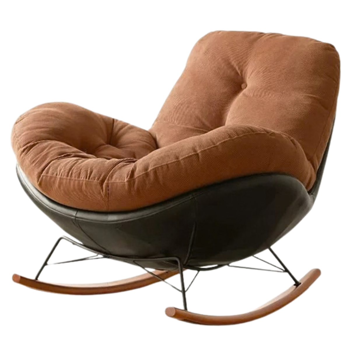Beech Solid Wood Retro Rocking Fabric Chair