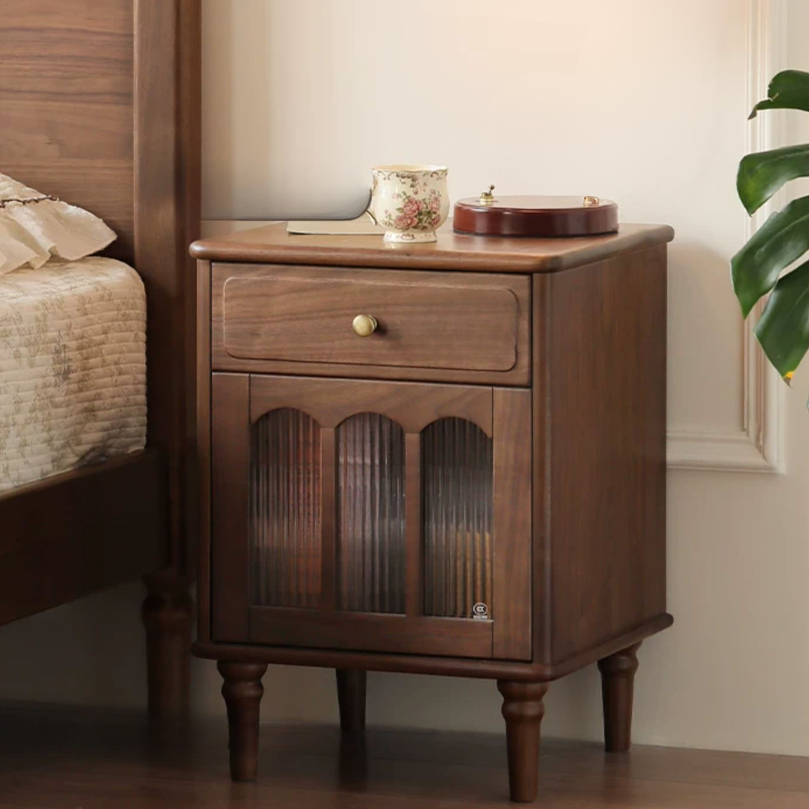 Black Walnut Solid Wood American Retro Nightstand