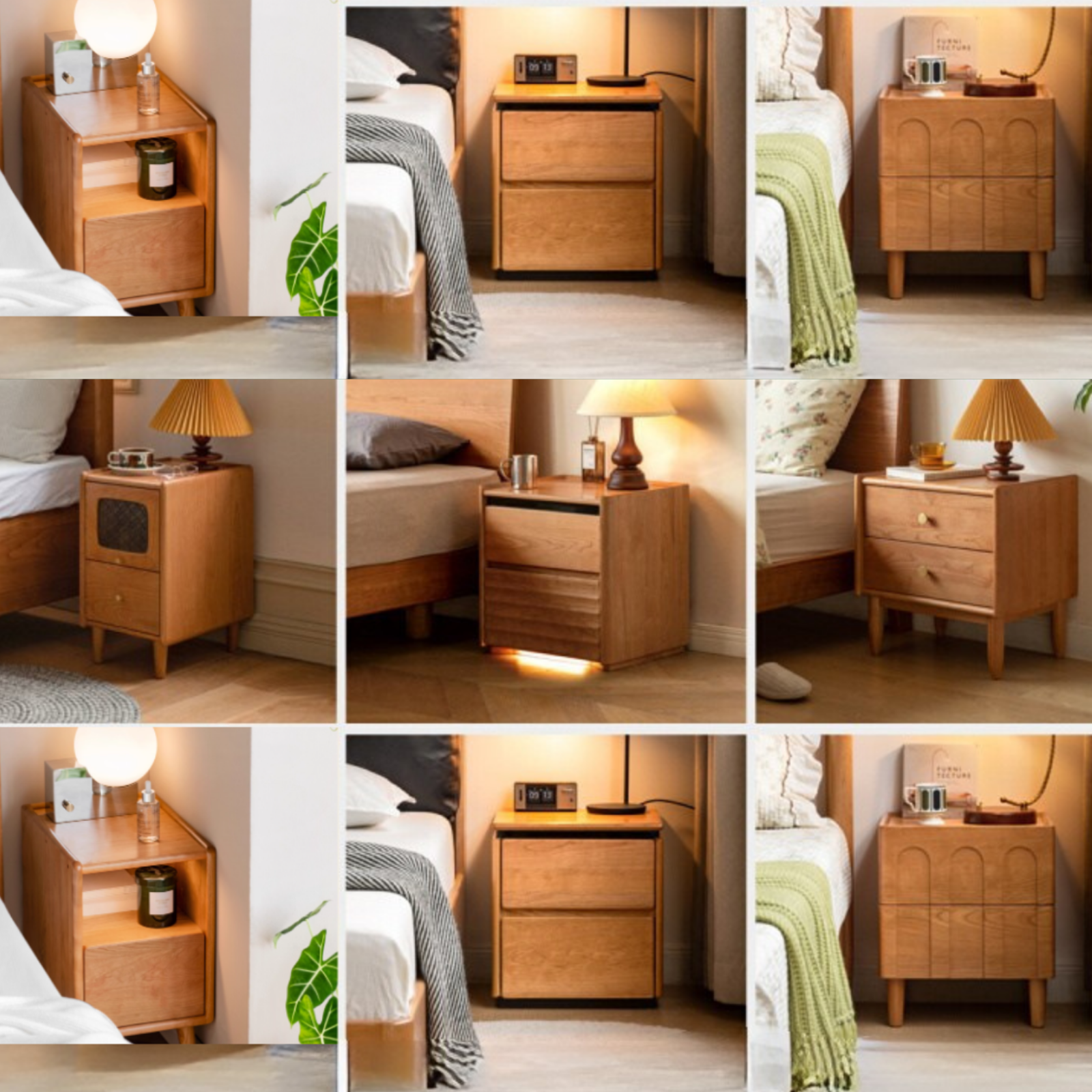 Cherry Solid Wood Retro Nightstand