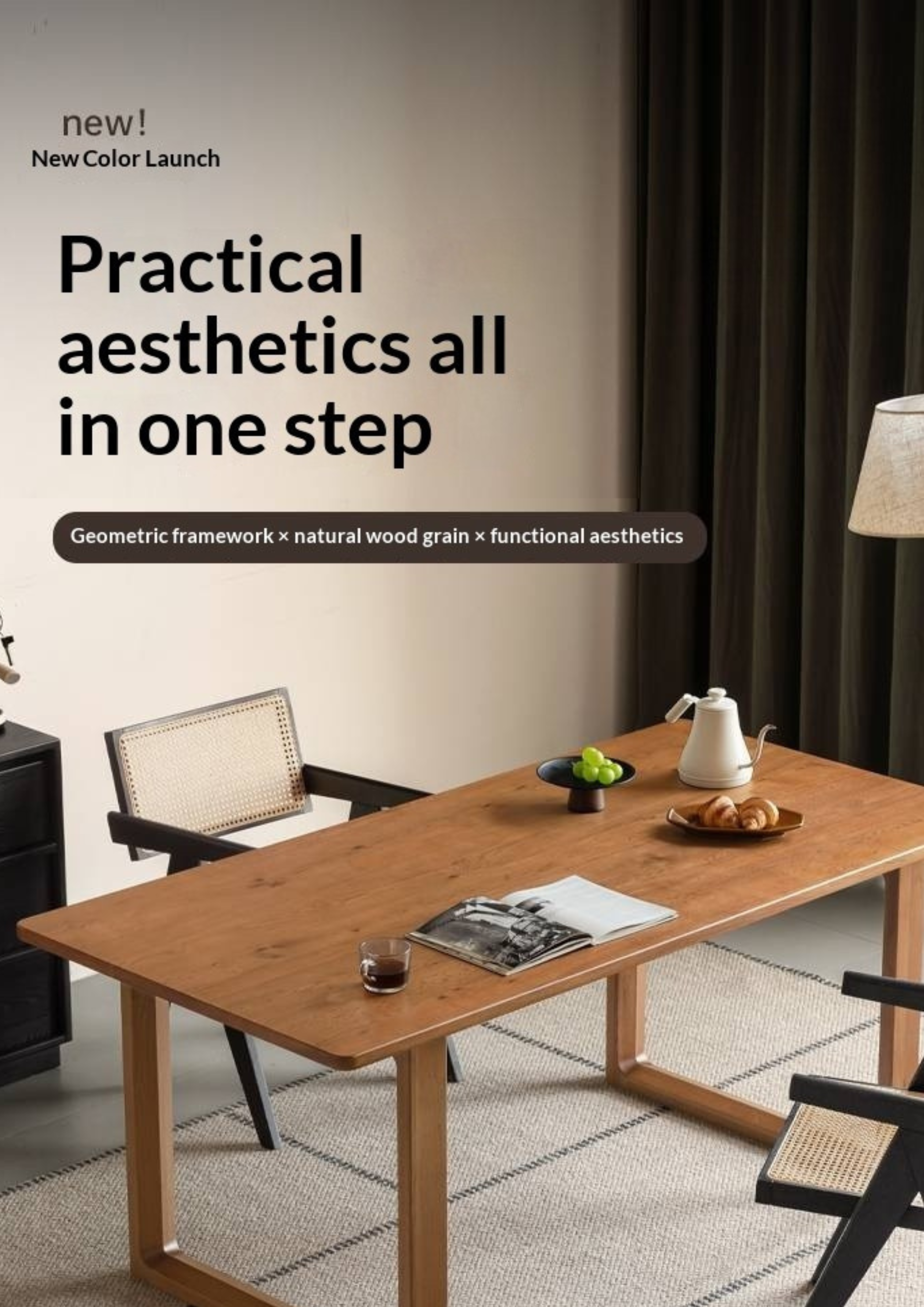 White Oak Solid Wood Antique Rectangular Dining Table