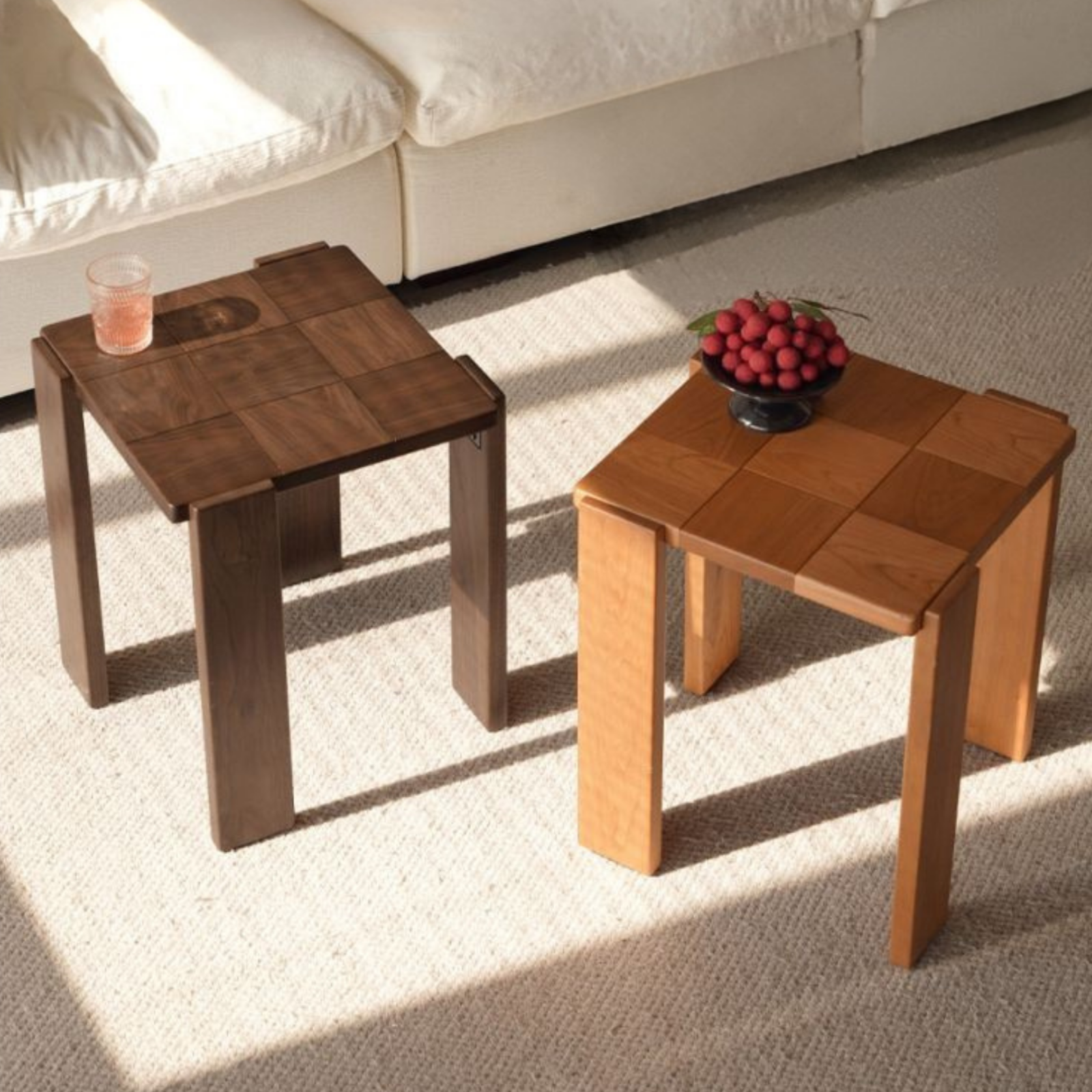 Black Walnut, Cherry Solid Wood Modern Square Side Table
