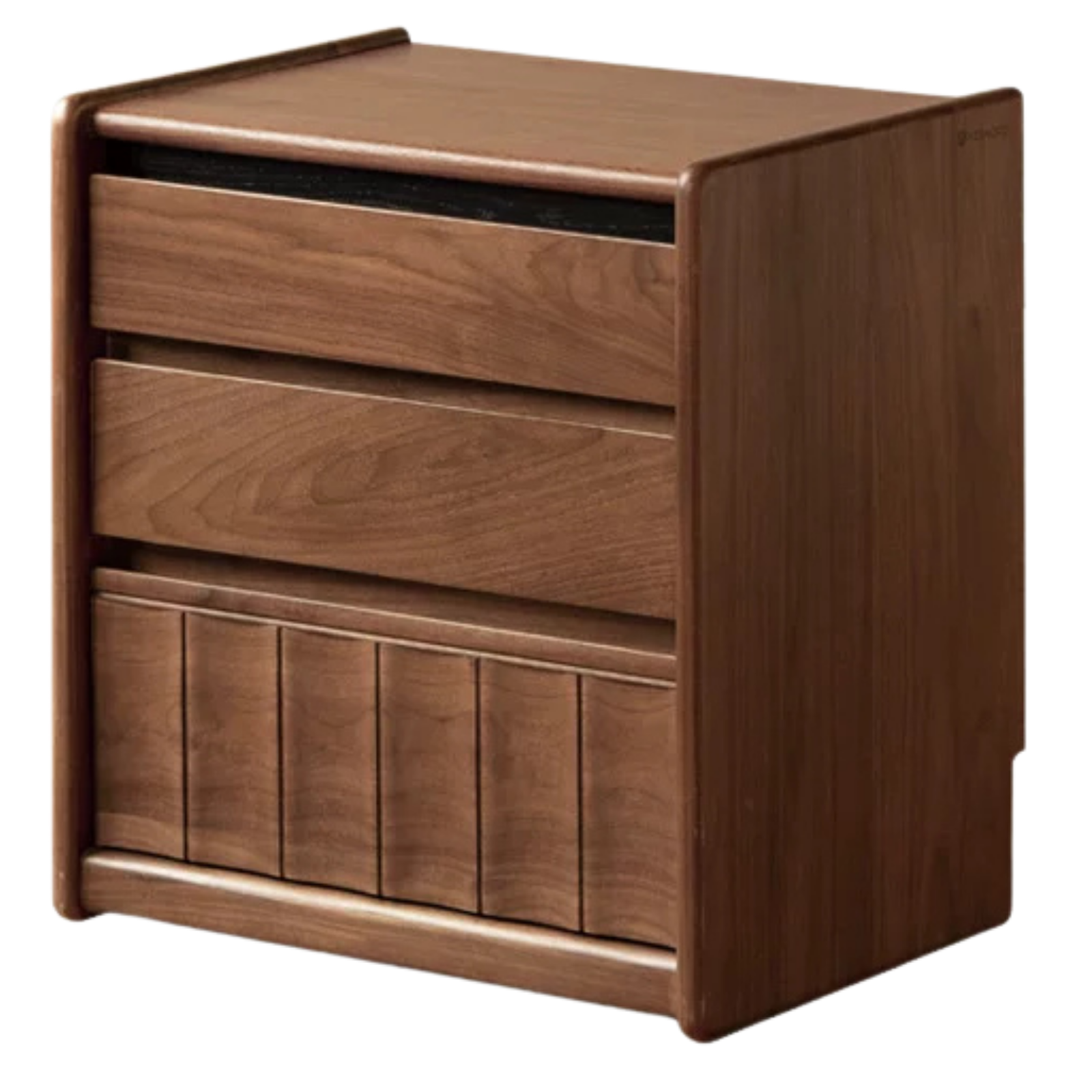 Black Walnut Solid Wood Nightstand Italian Style with Wheels