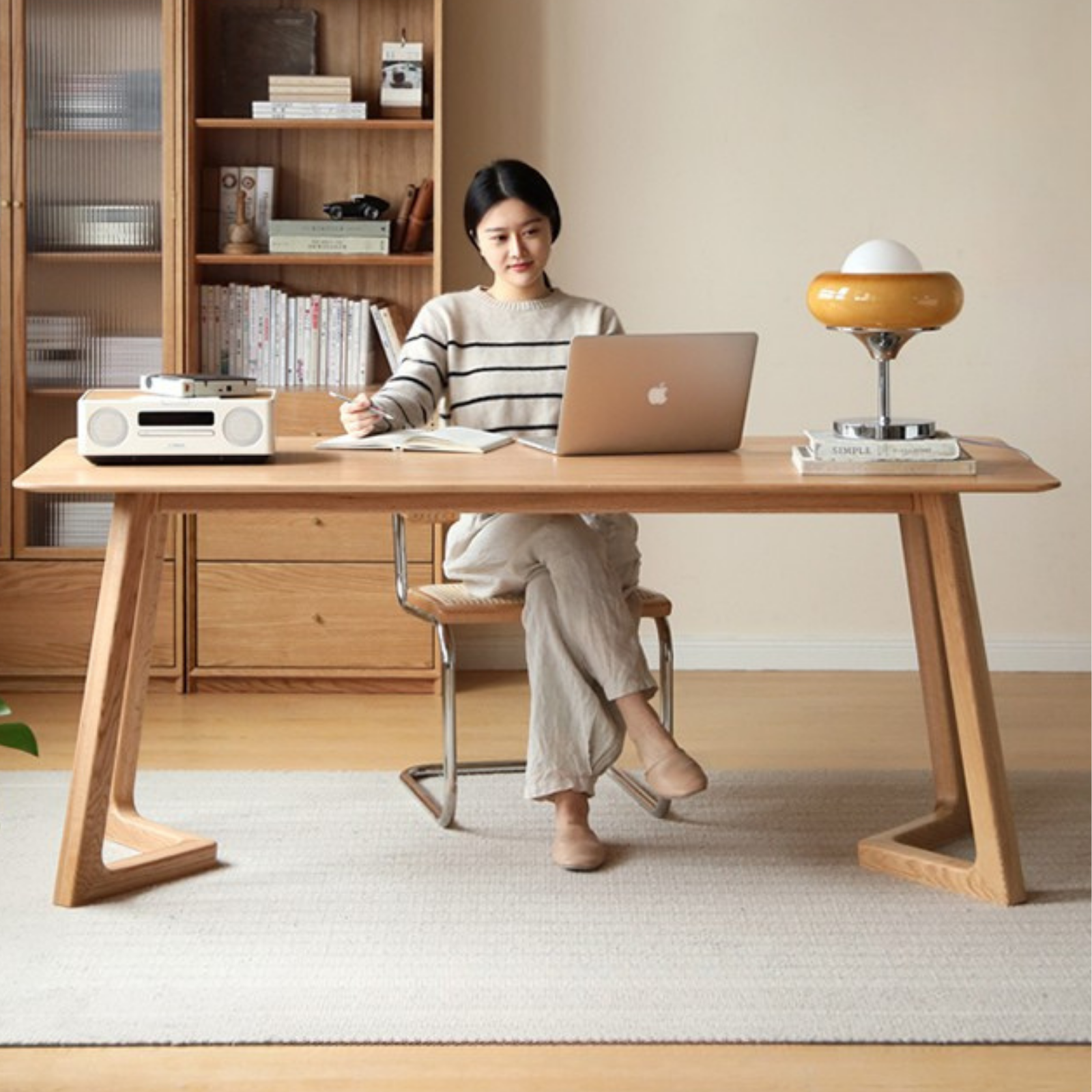 Oak, Ash Solid Wood Large Office Desk