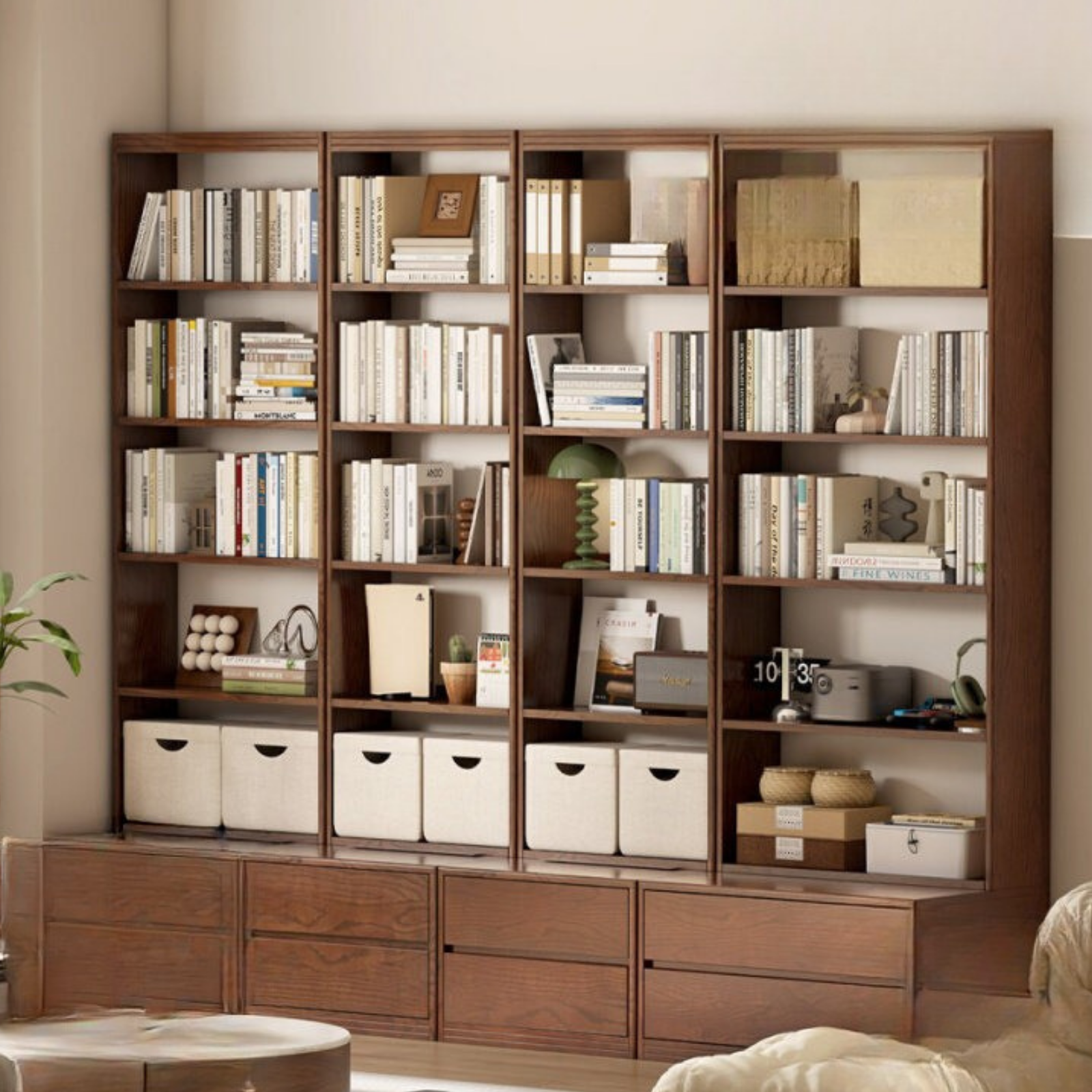 Oak Solid Wood Bookshelf Floor Rack Storage Full Wall Bookcase