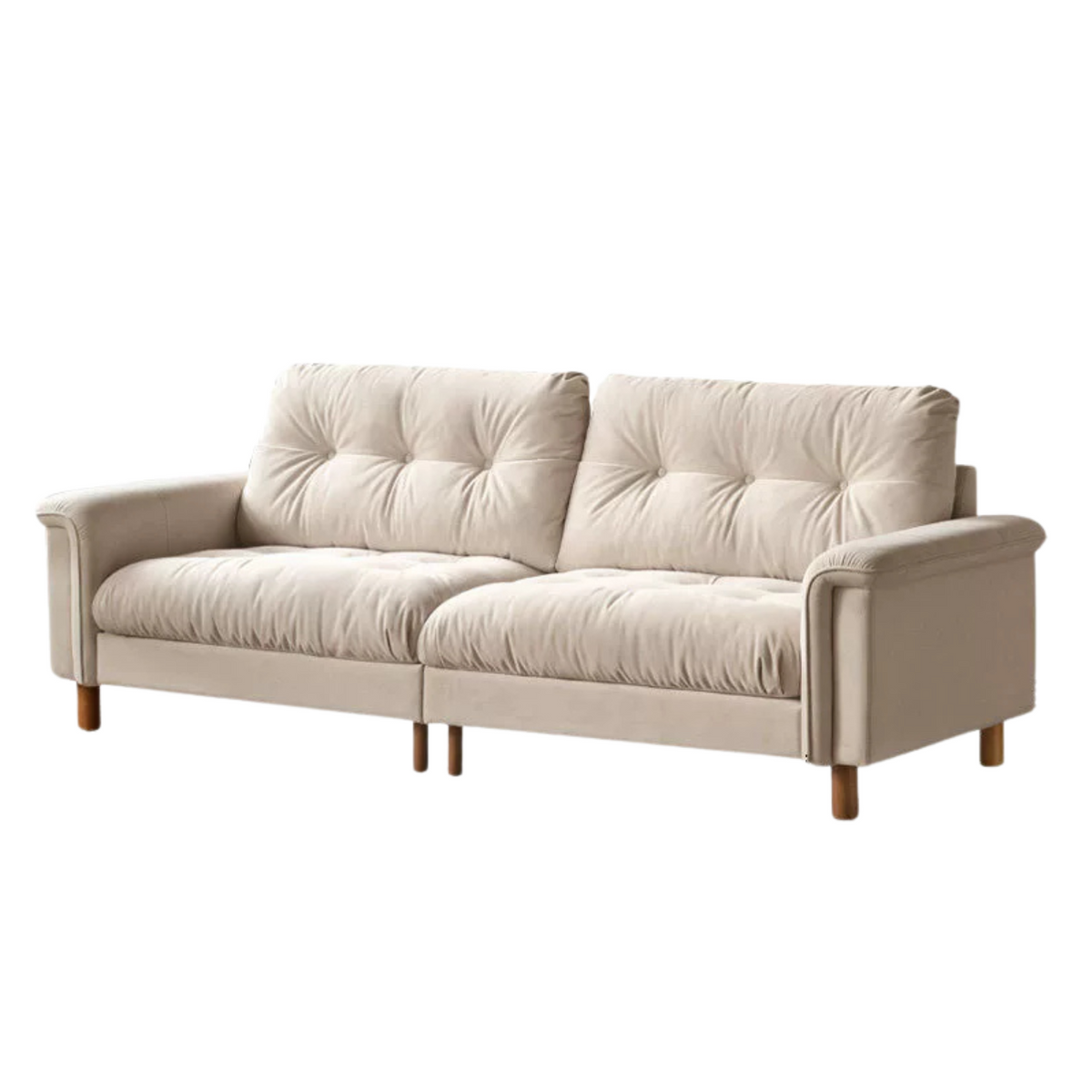 French Retro Fabric Sofa – High-Back with Pet-Friendly Scratch-Resistant Fabric