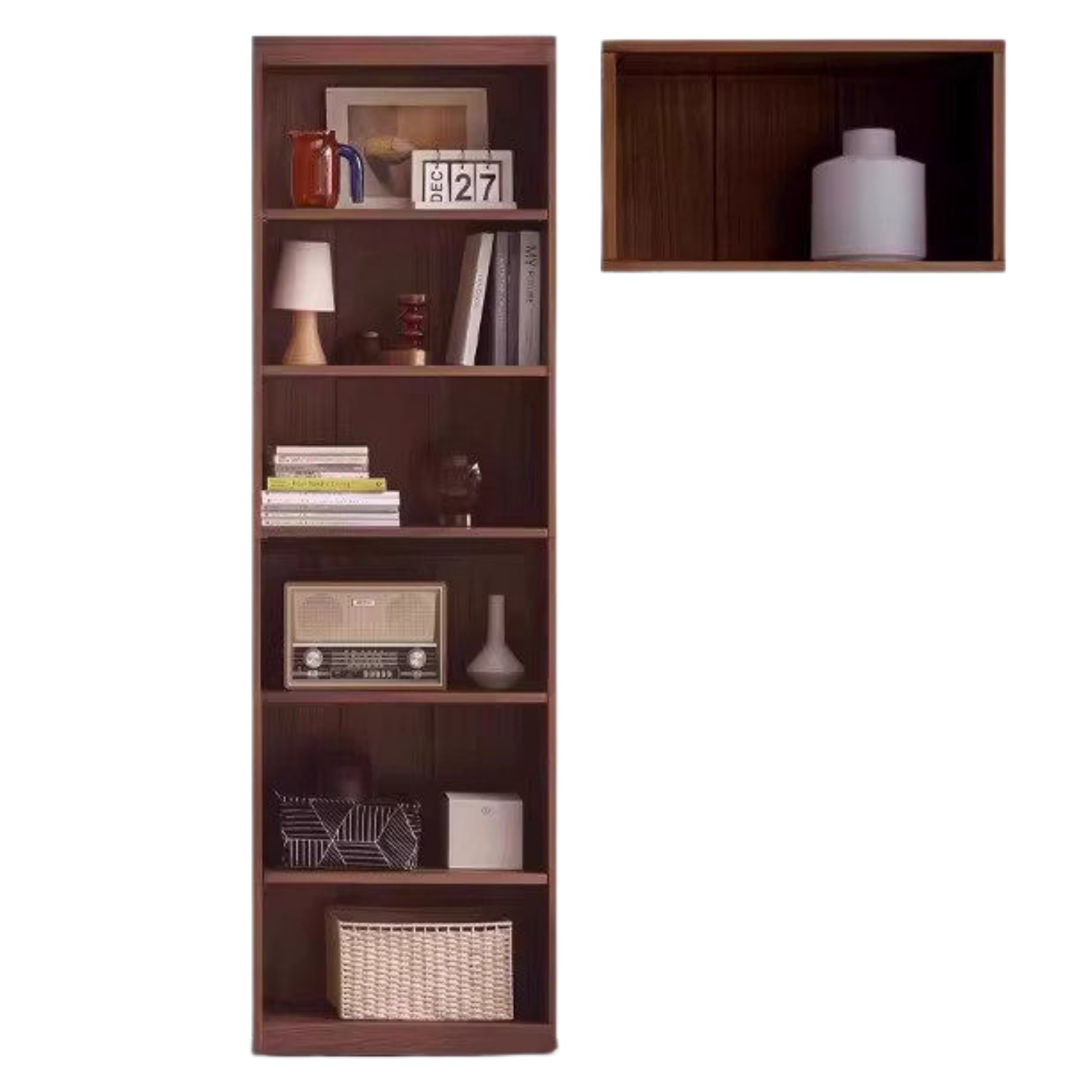 Solid Rubberwood, Oak Solid Wood Bookcase Modern With Glass Door